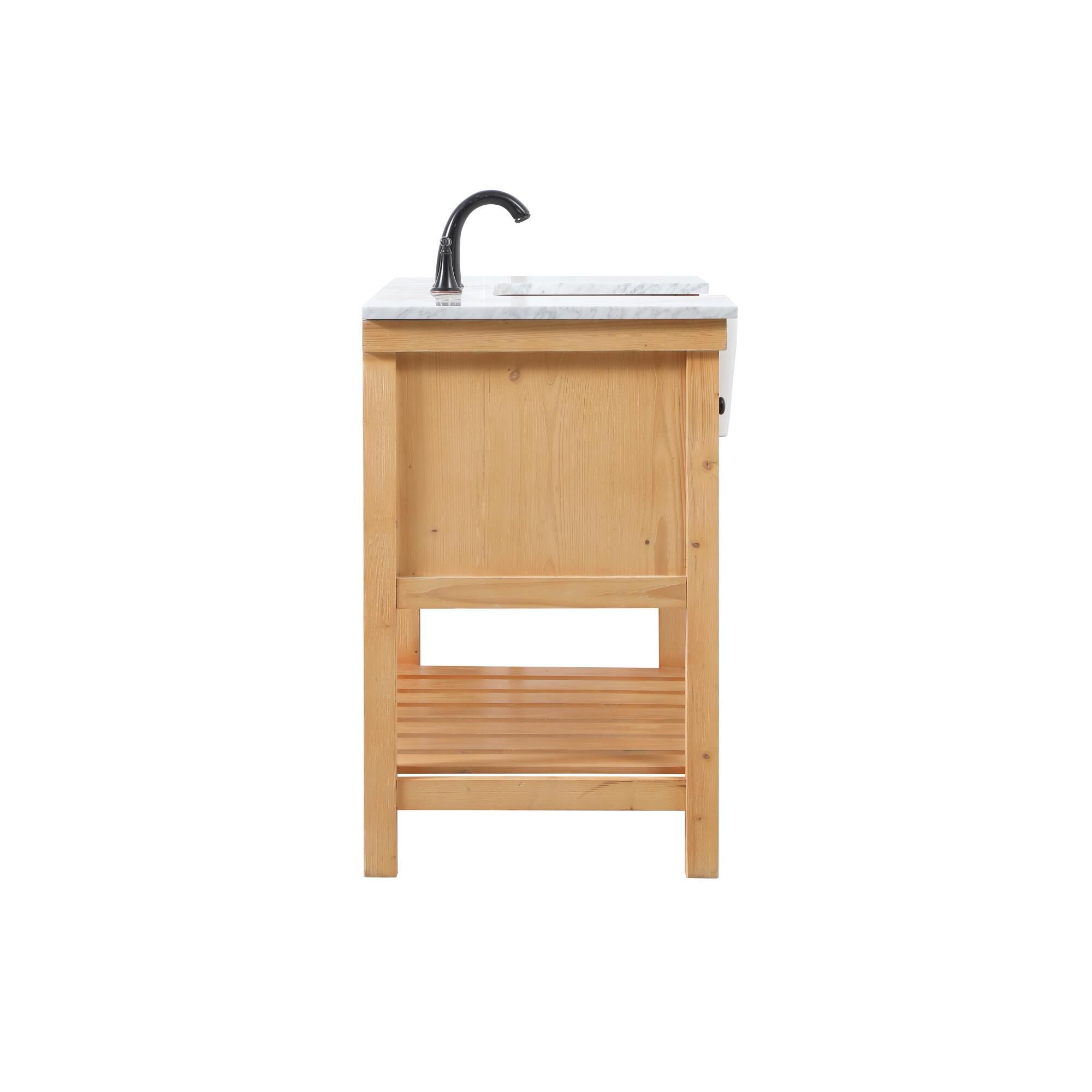 Shown in Natural Wood finish and Without Backsplash accent