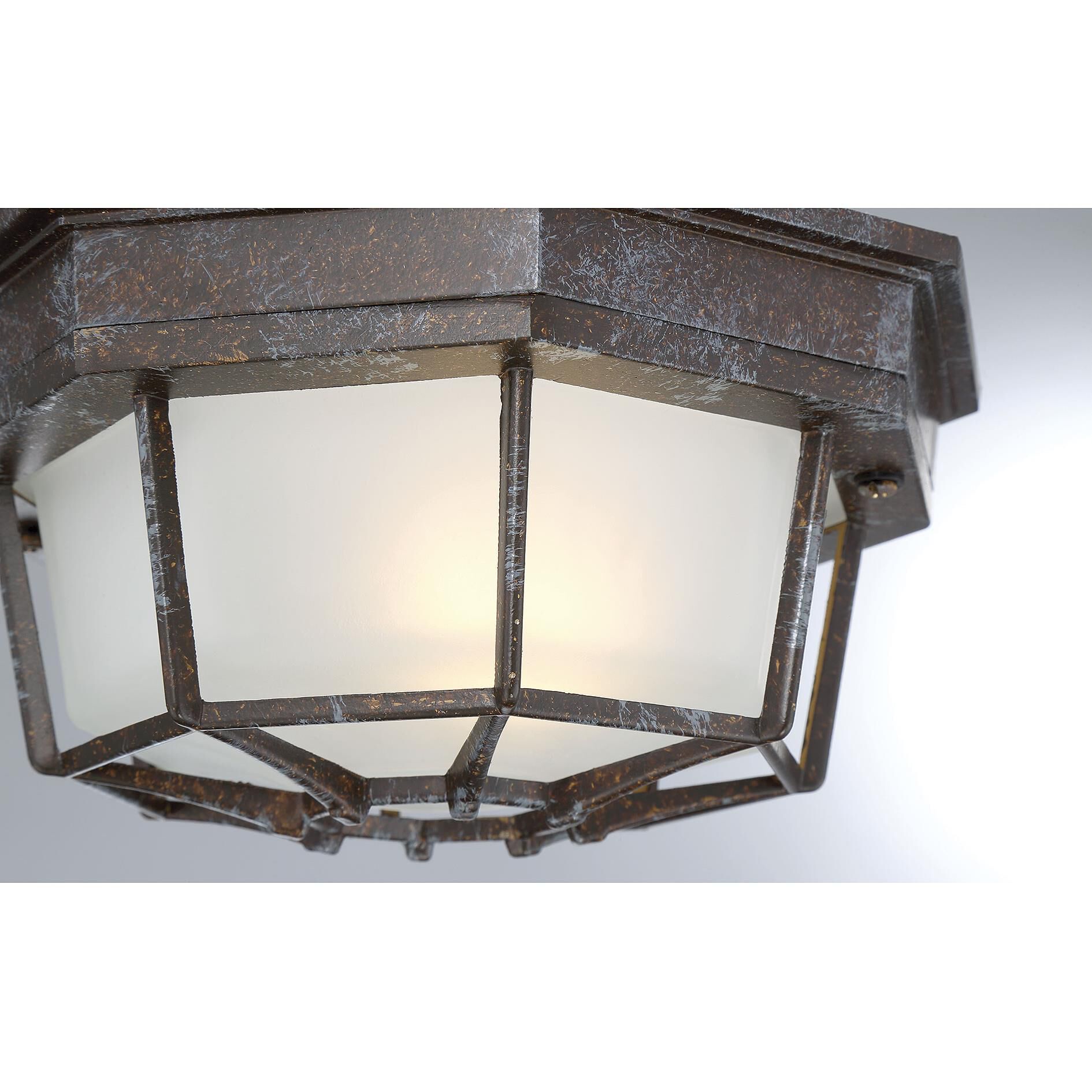 Shown in Rustic Bronze finish and Frosted glass