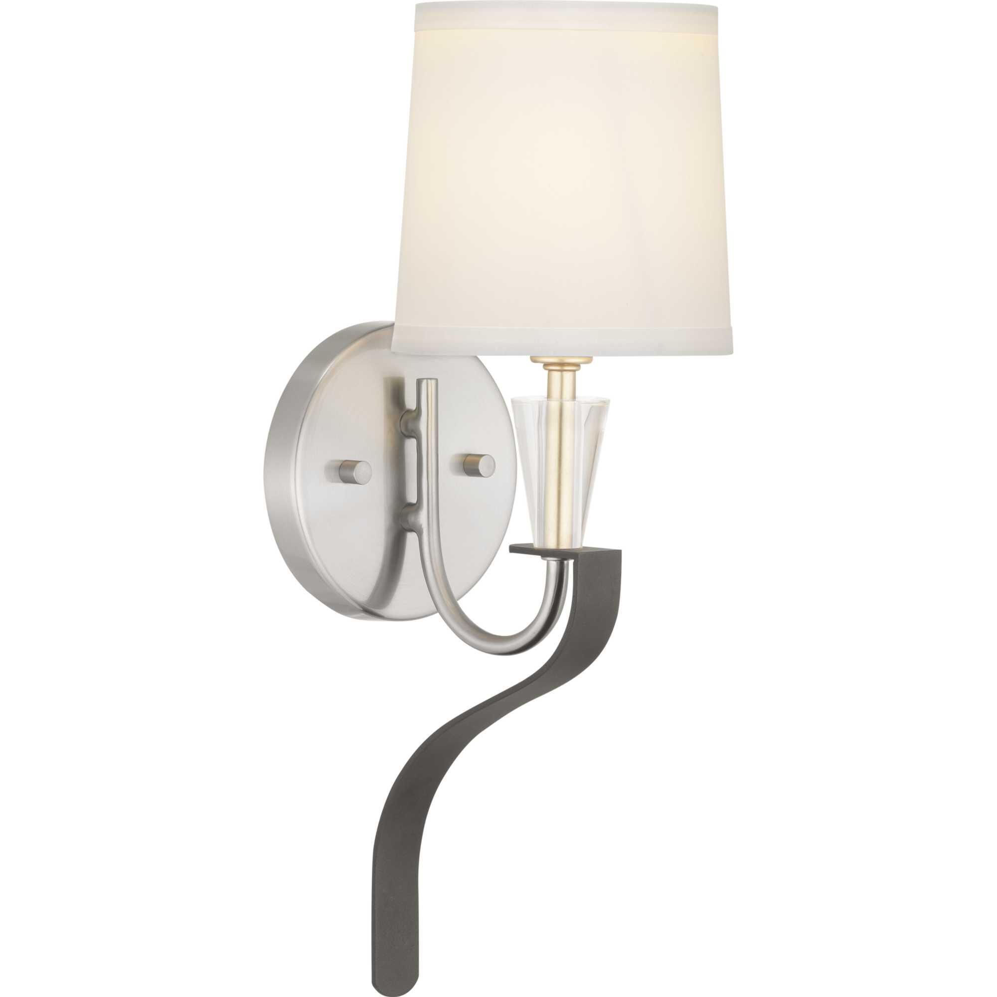 Shown in Brushed Nickel finish and White glass and Silk shade