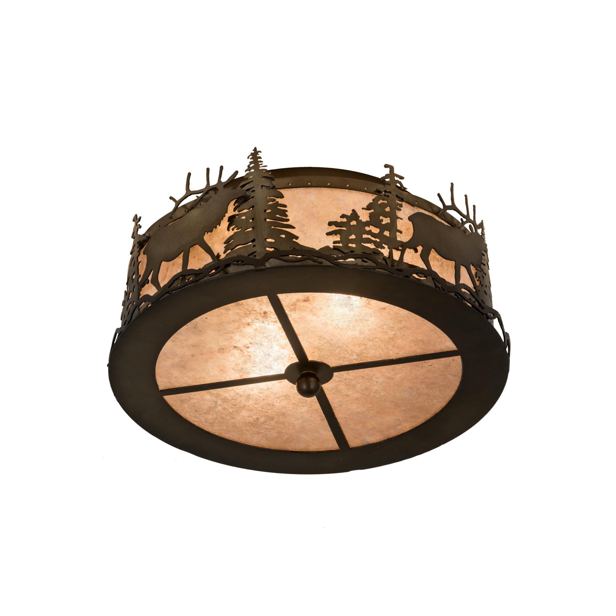 Shown in Antique Copper Finish finish and Silver Mica glass