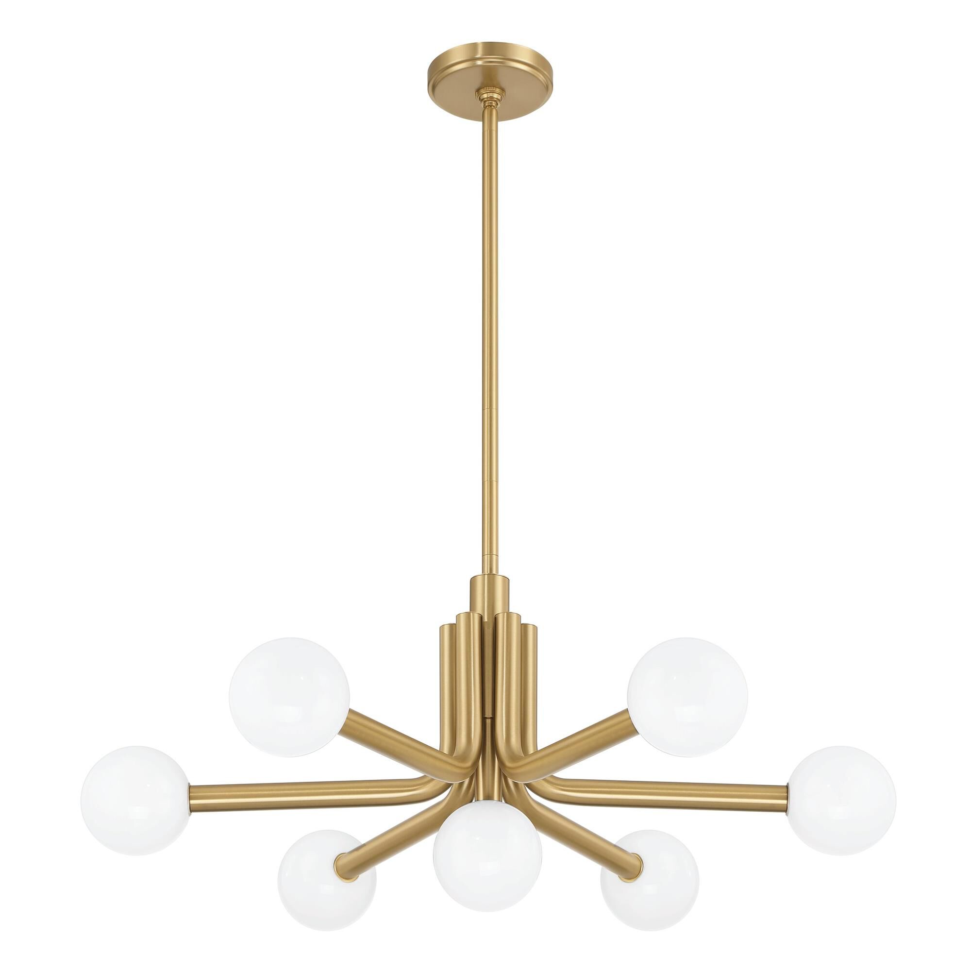 Shown in Champagne Gold finish and Opal glass