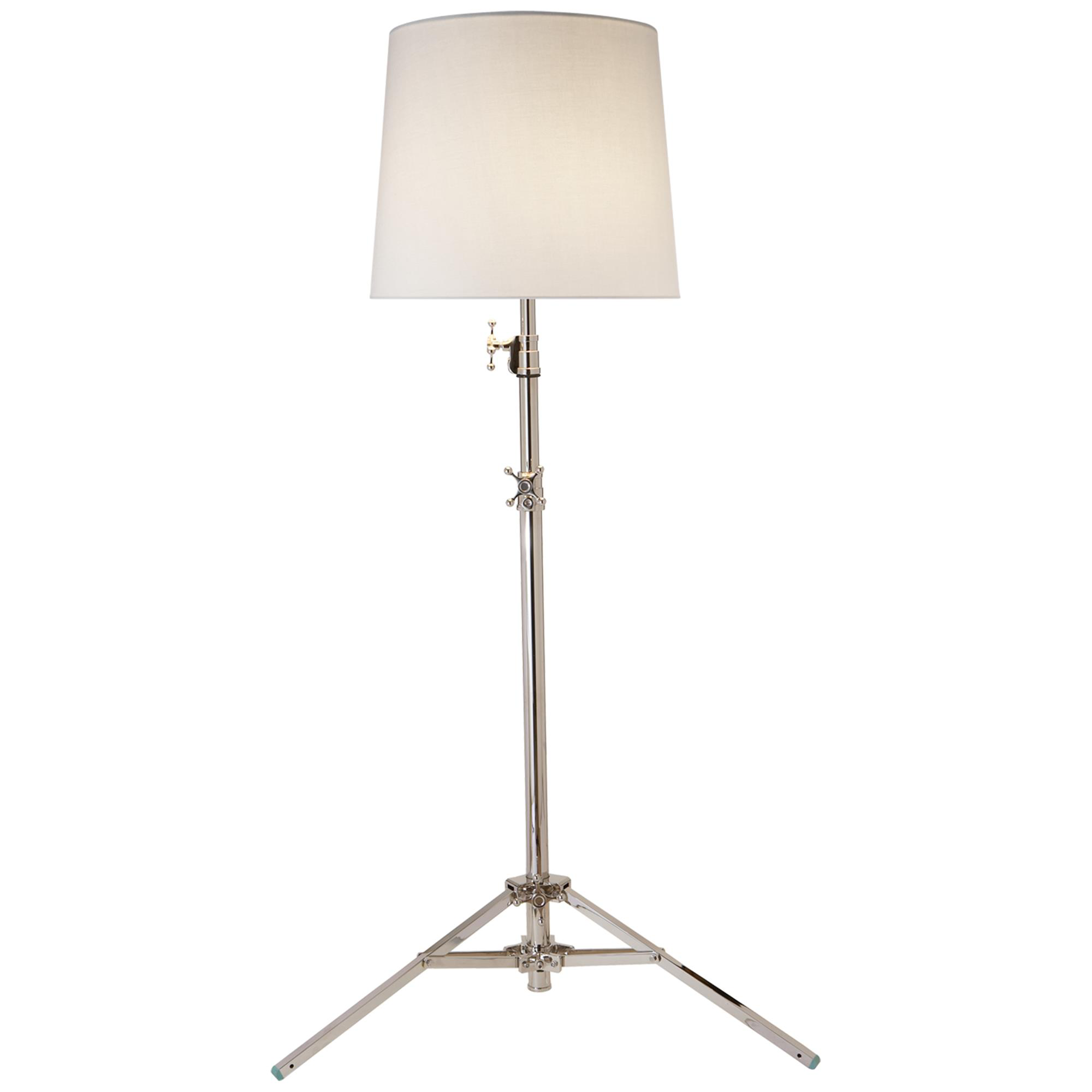 Shown in Polished Nickel finish and Linen shade