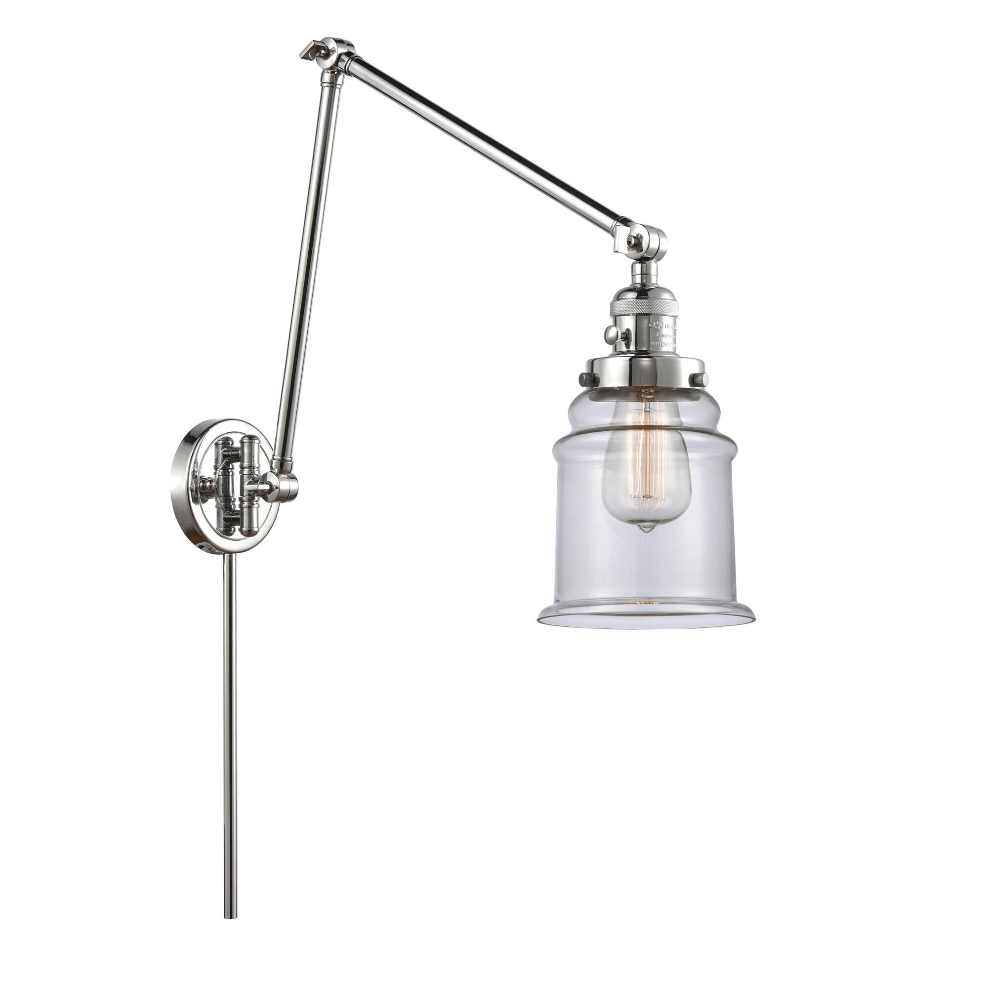 Shown in Polished Chrome finish and Clear Canton glass