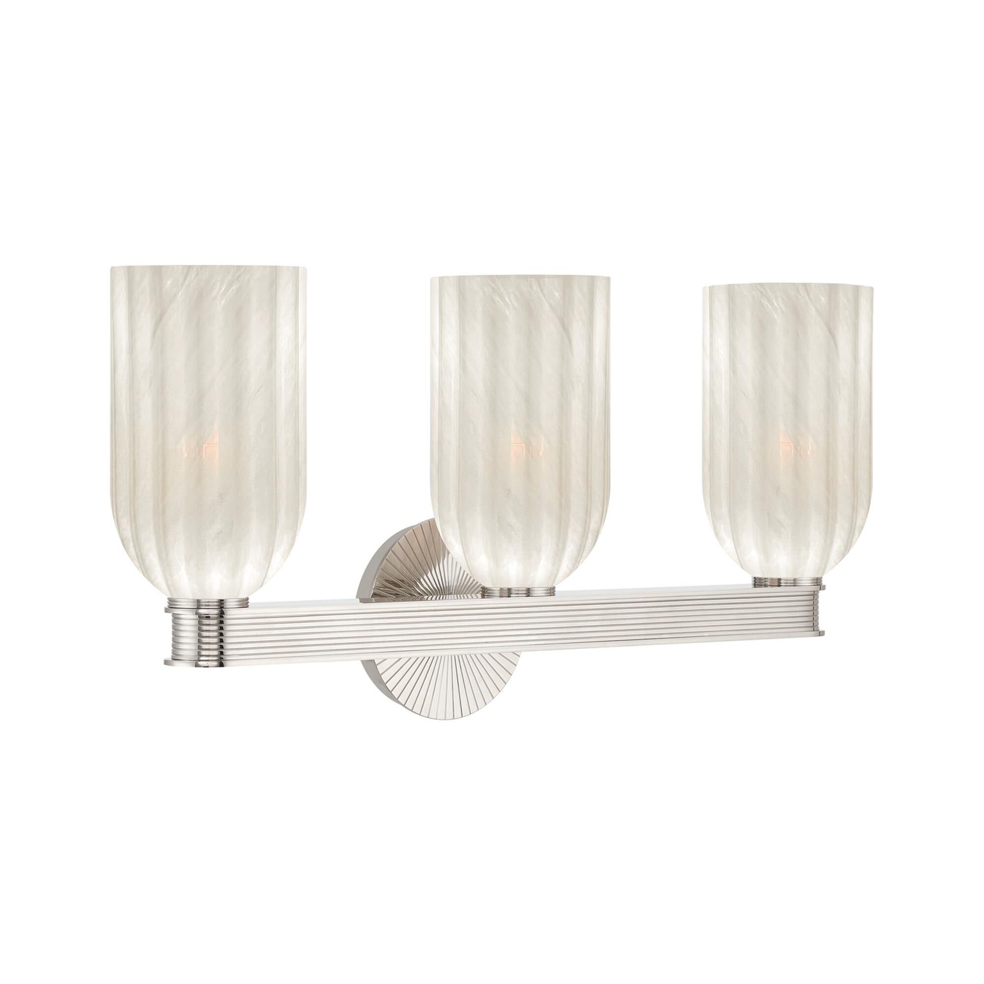 Shown in Polished Nickel finish and Strie glass and Strie Glass shade