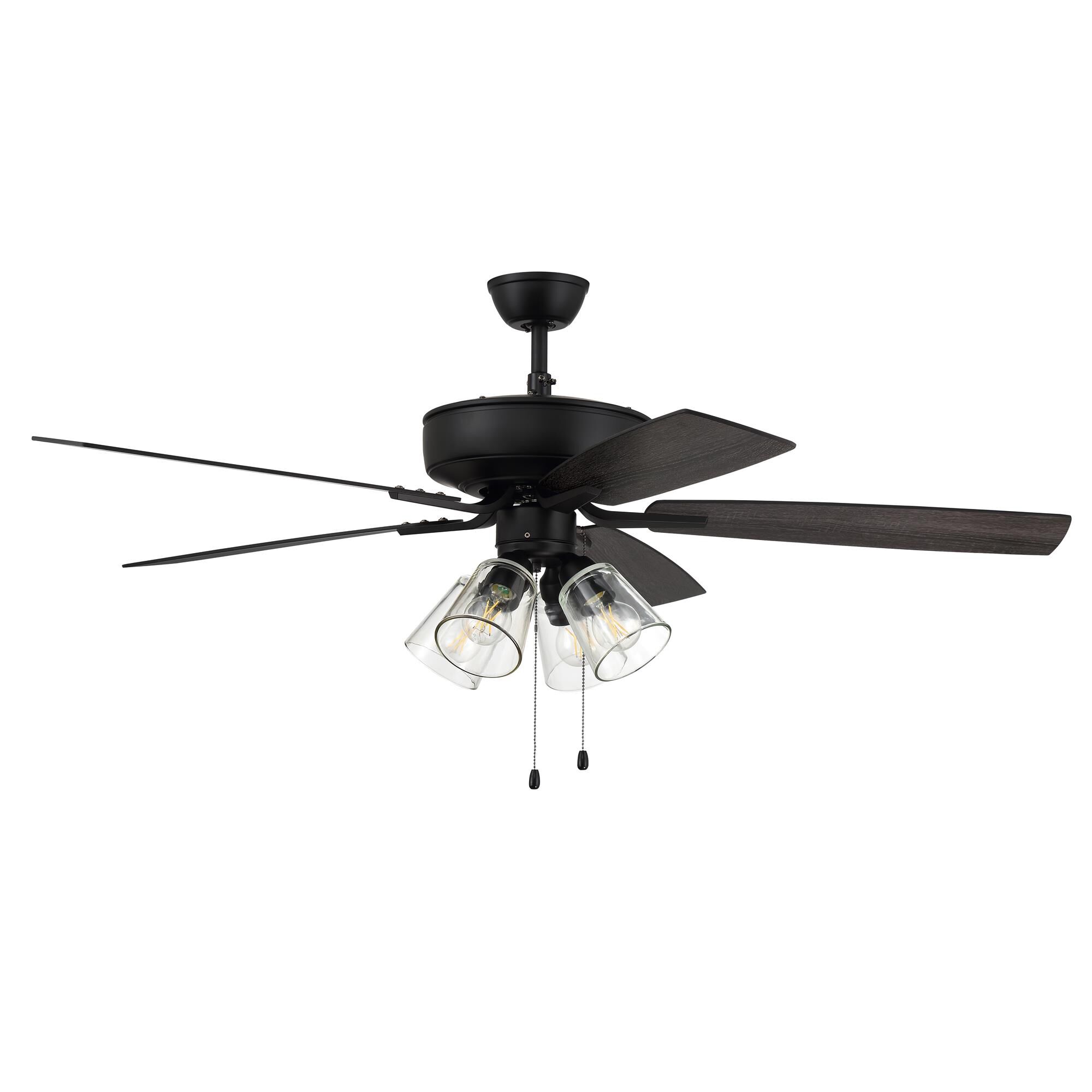 Shown in Flat Black finish and Clear glass and Yes shade