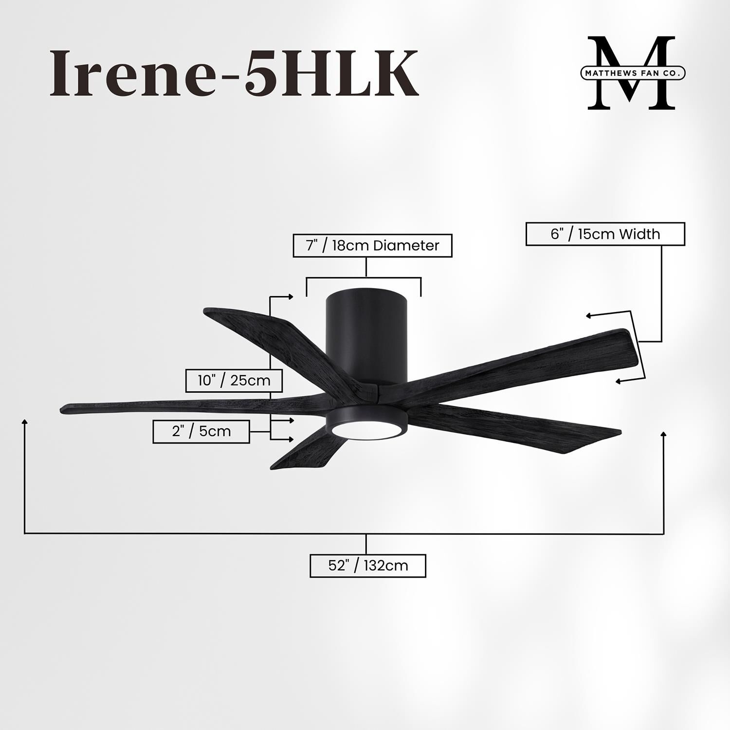 Irene 52 Inch Flush Mount Fan with Light Kit by Matthews Fan Company