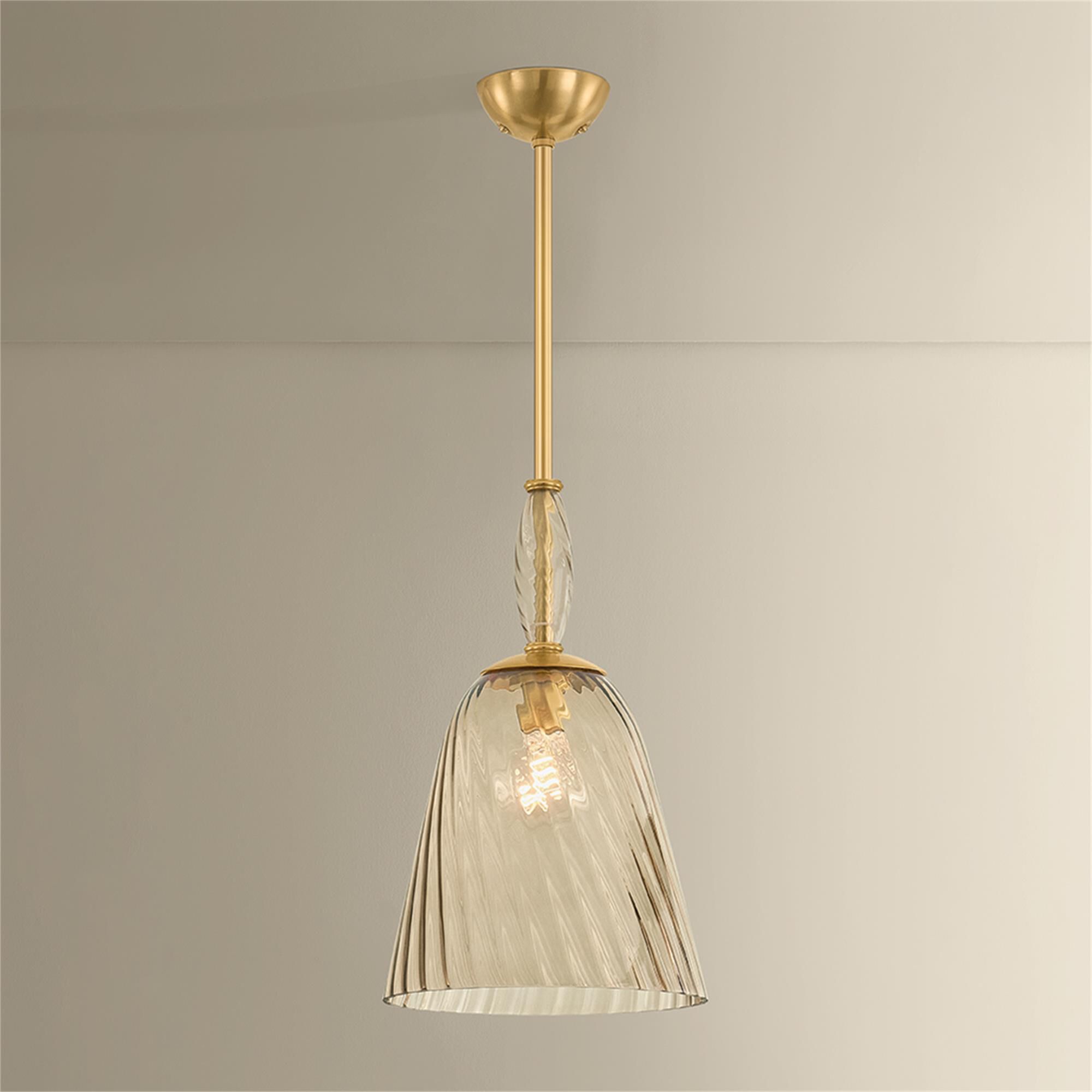 Shown in Aged Brass finish and Light Bronze with Optic  glass
