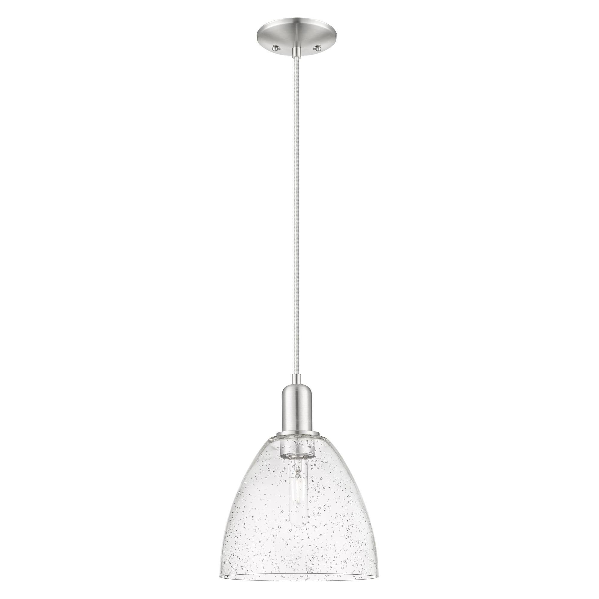 Shown in Brushed Satin Nickel finish and Seedy glass