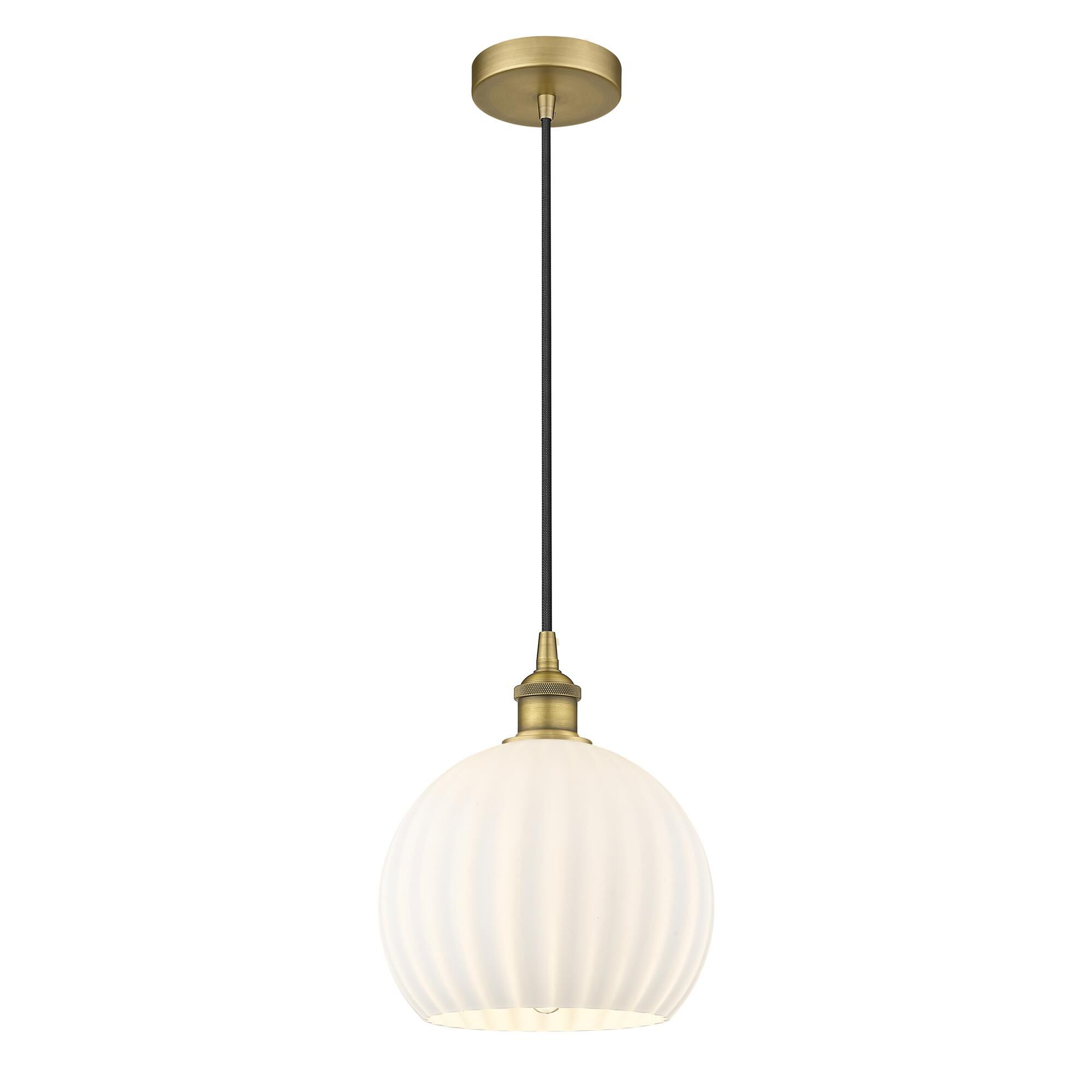 Shown in Brushed Brass finish and White Venetian glass