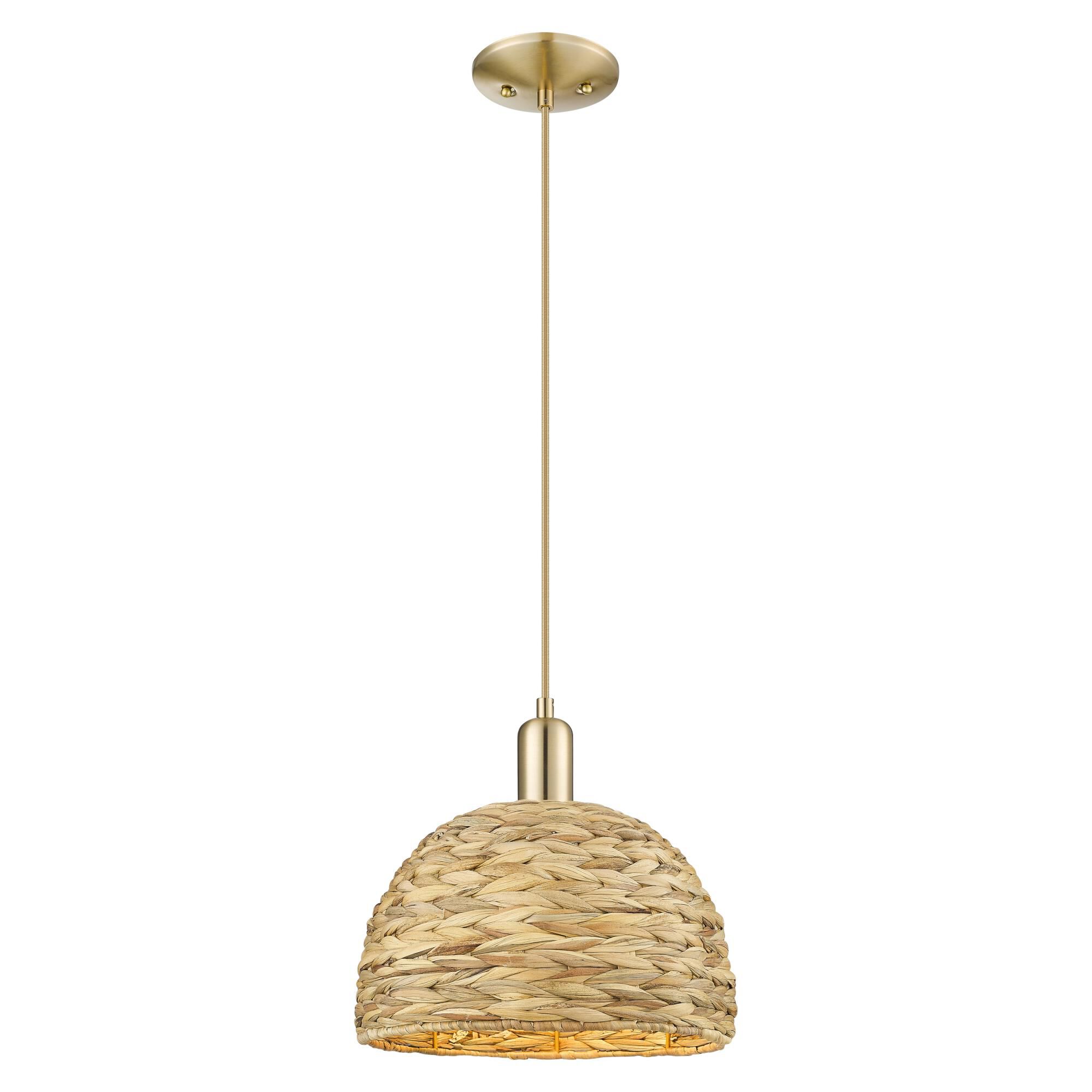 Bruno Marashlian Woven Rattan 12 Inch Mini Pendant by Innovations Lighting