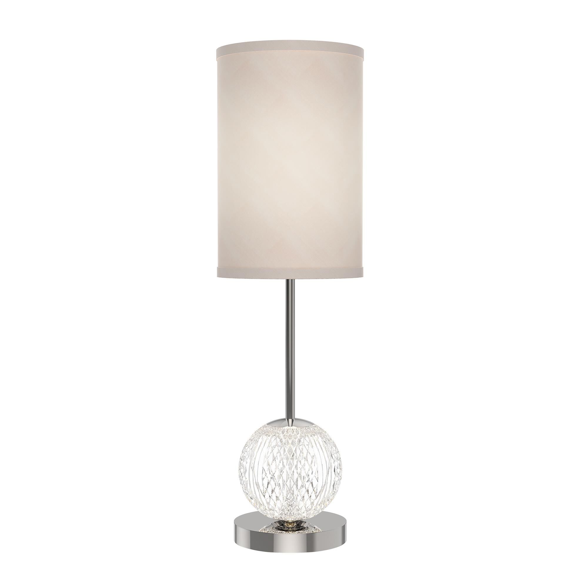 Shown in Nickel finish and White Linen shade