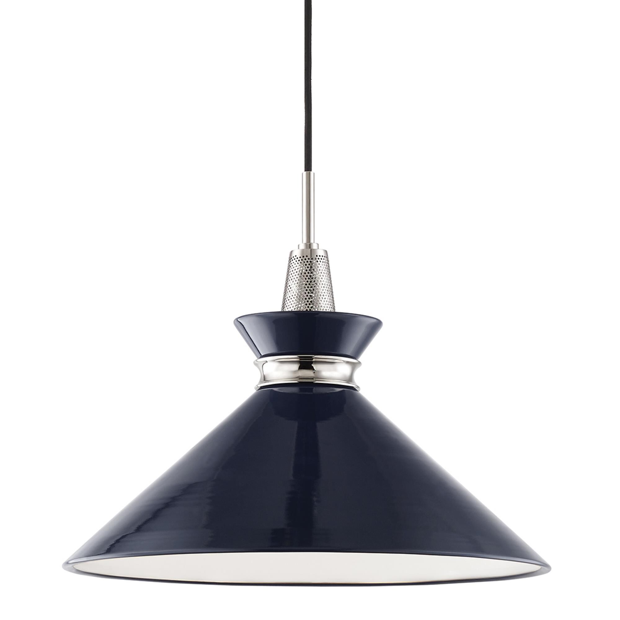 Shown in Polished Nickel-Navy finish and Navy Metal shade