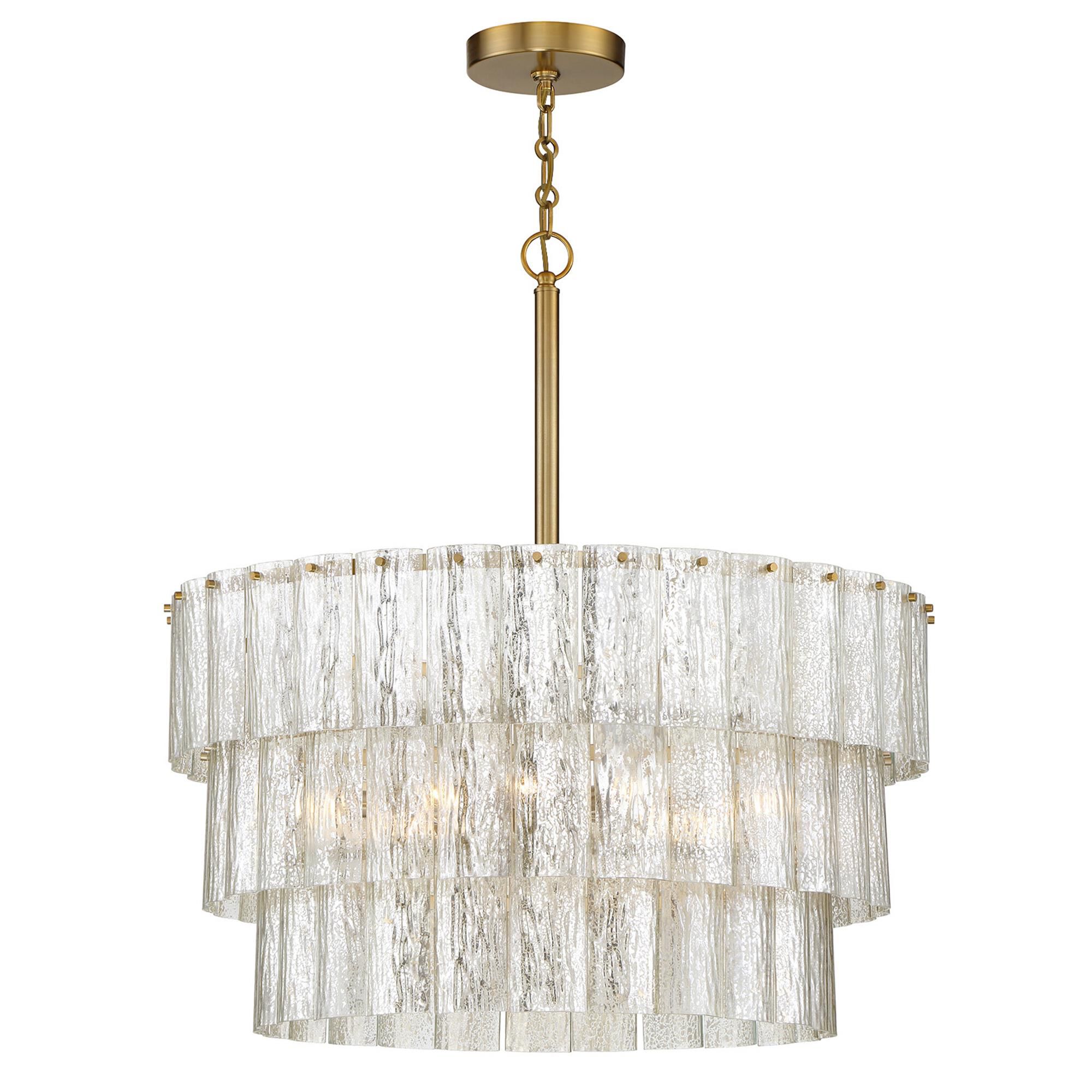 Shown in Satin Brass finish and Mercury glass and Drum accent
