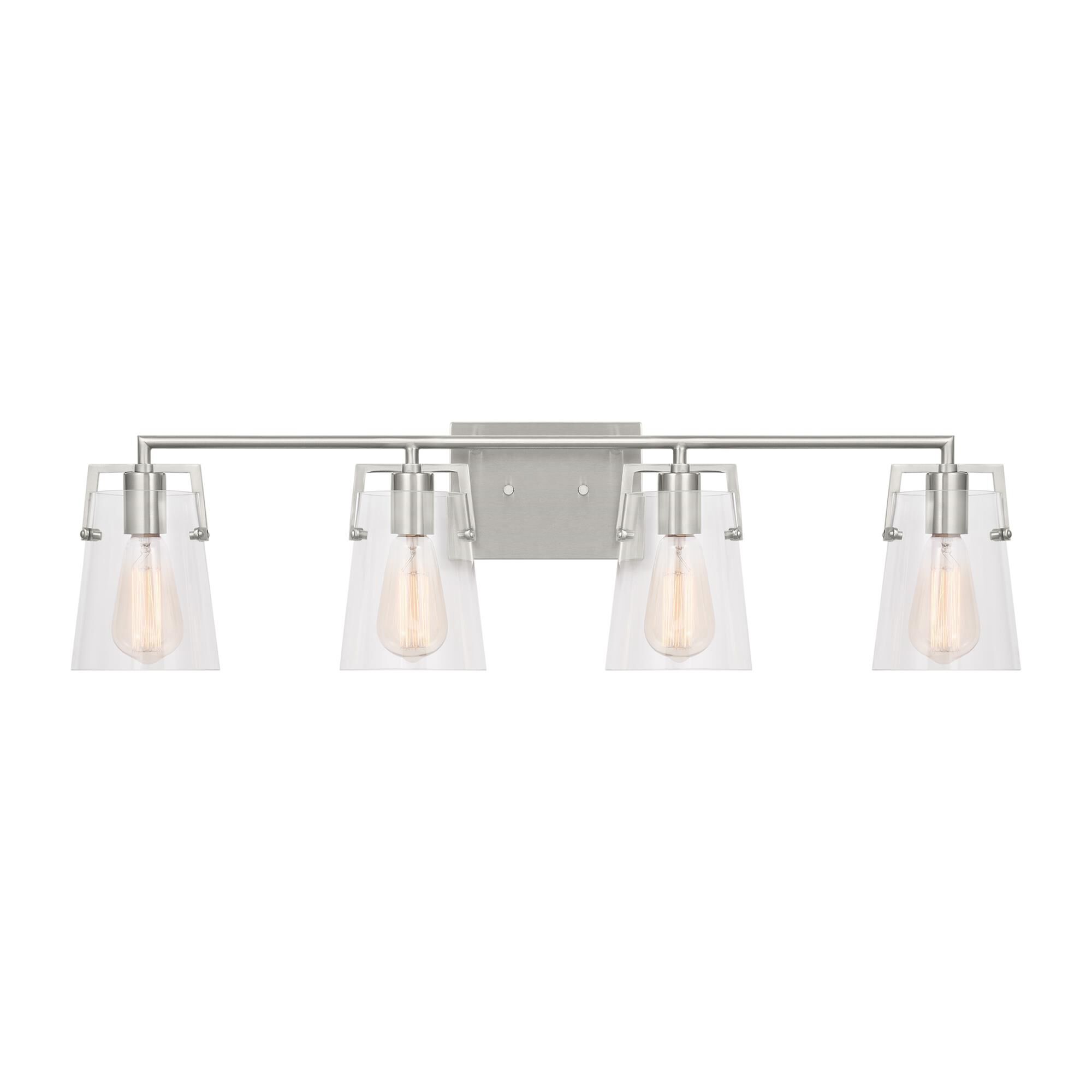 Shown in Brushed Steel finish and Clear Glass s shade