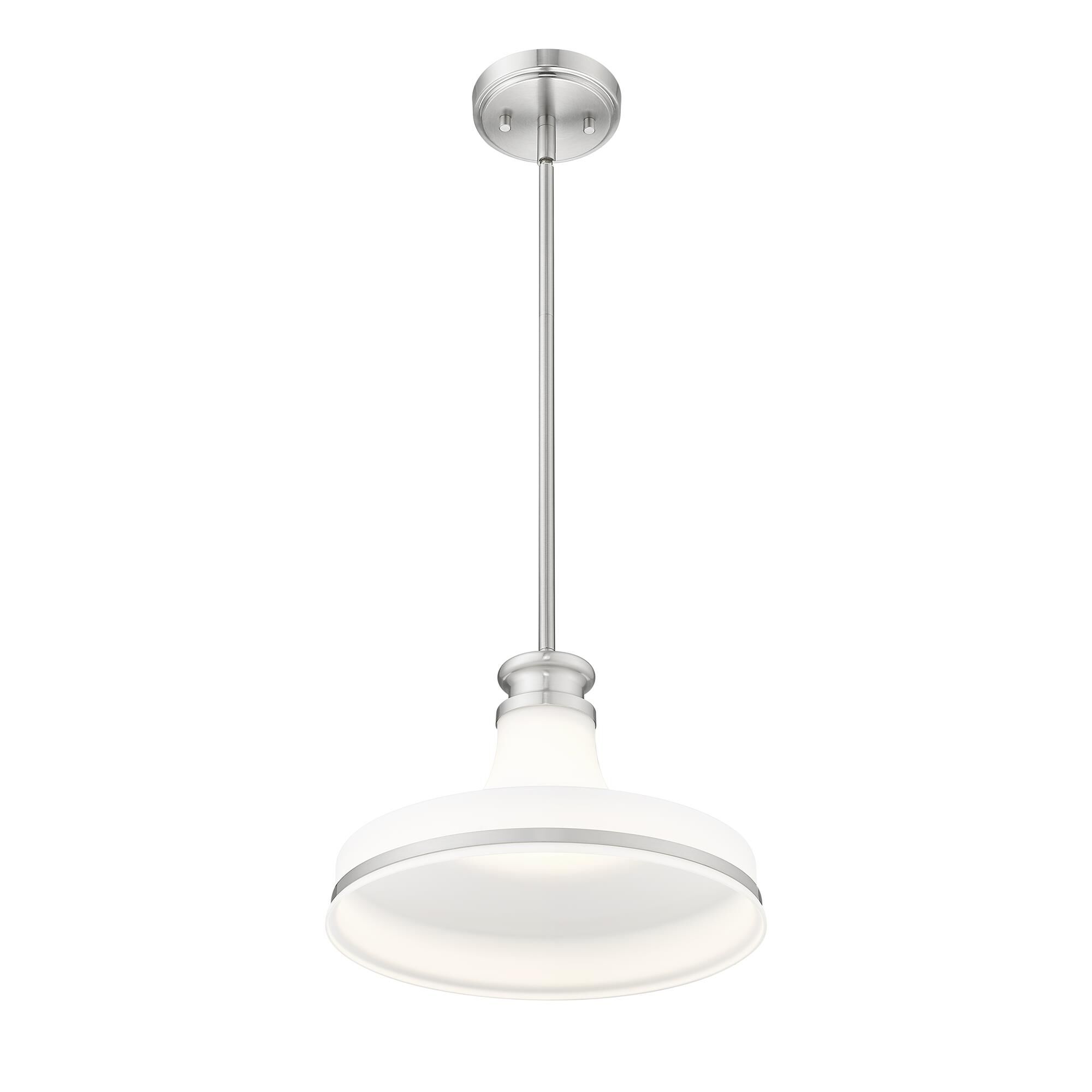 Shown in Brushed Nickel finish and Matte Opal glass