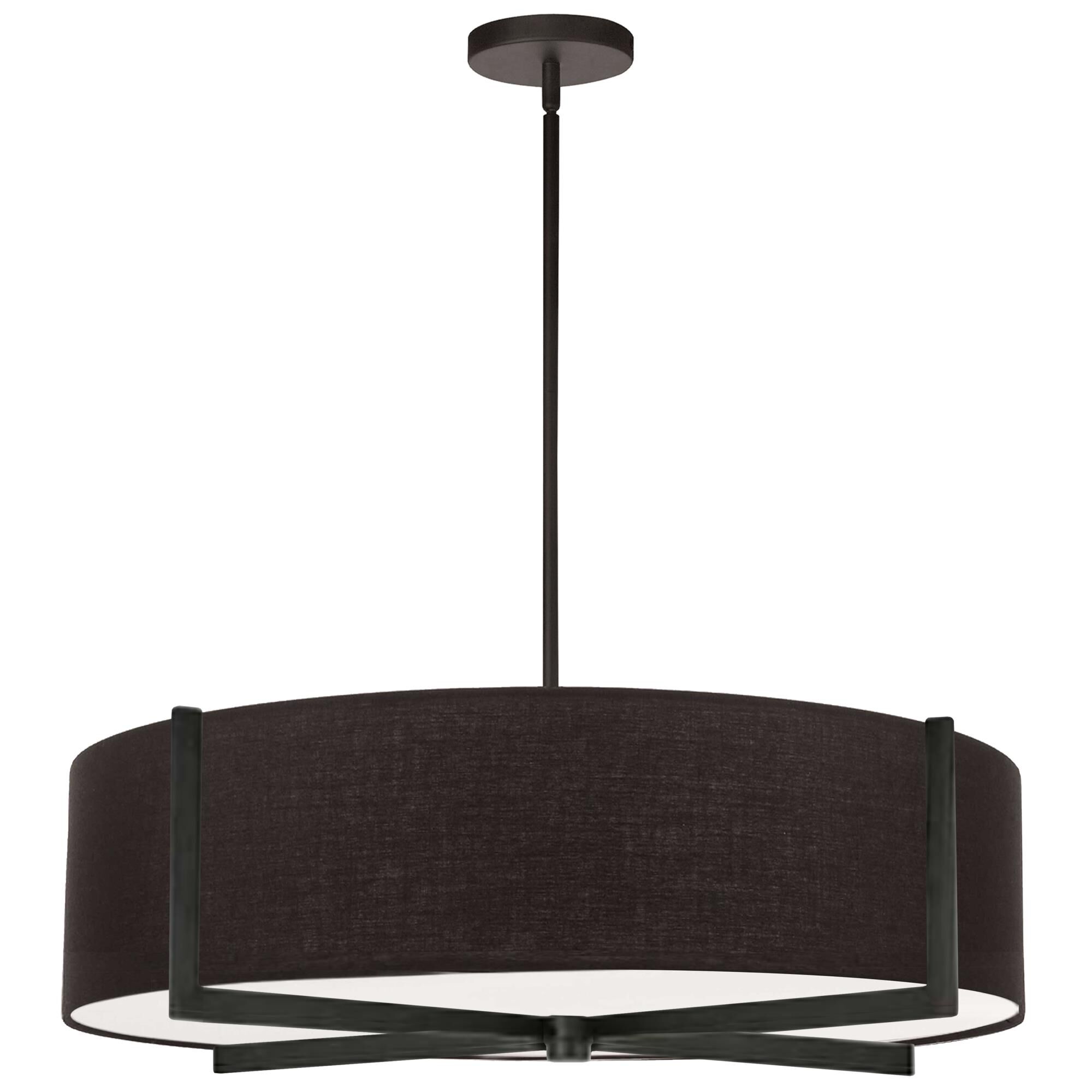 Shown in Matte Black and Black finish and Black Fabric Drum shade