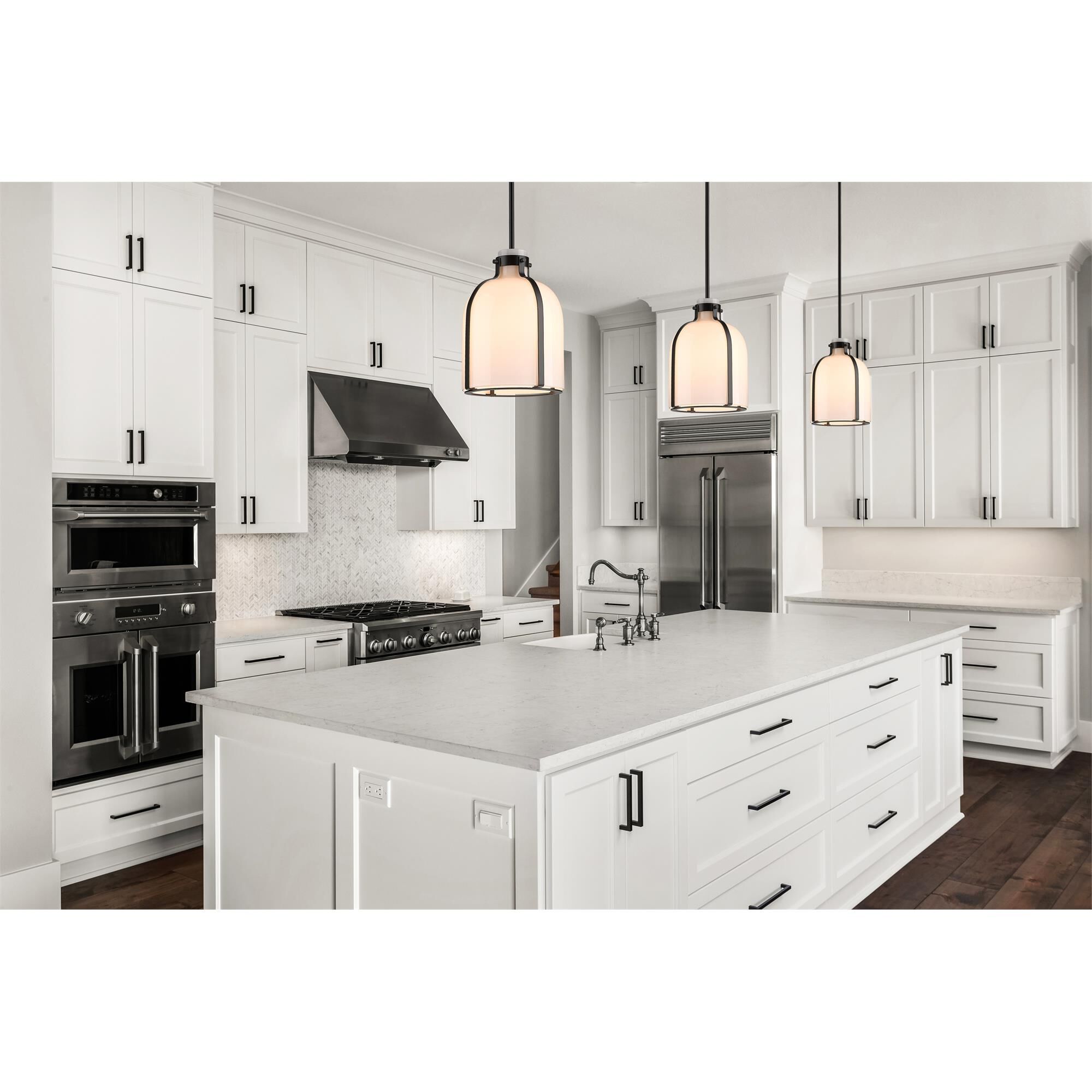 Shown in Matte Black finish and White Opal glass and No Shade shade