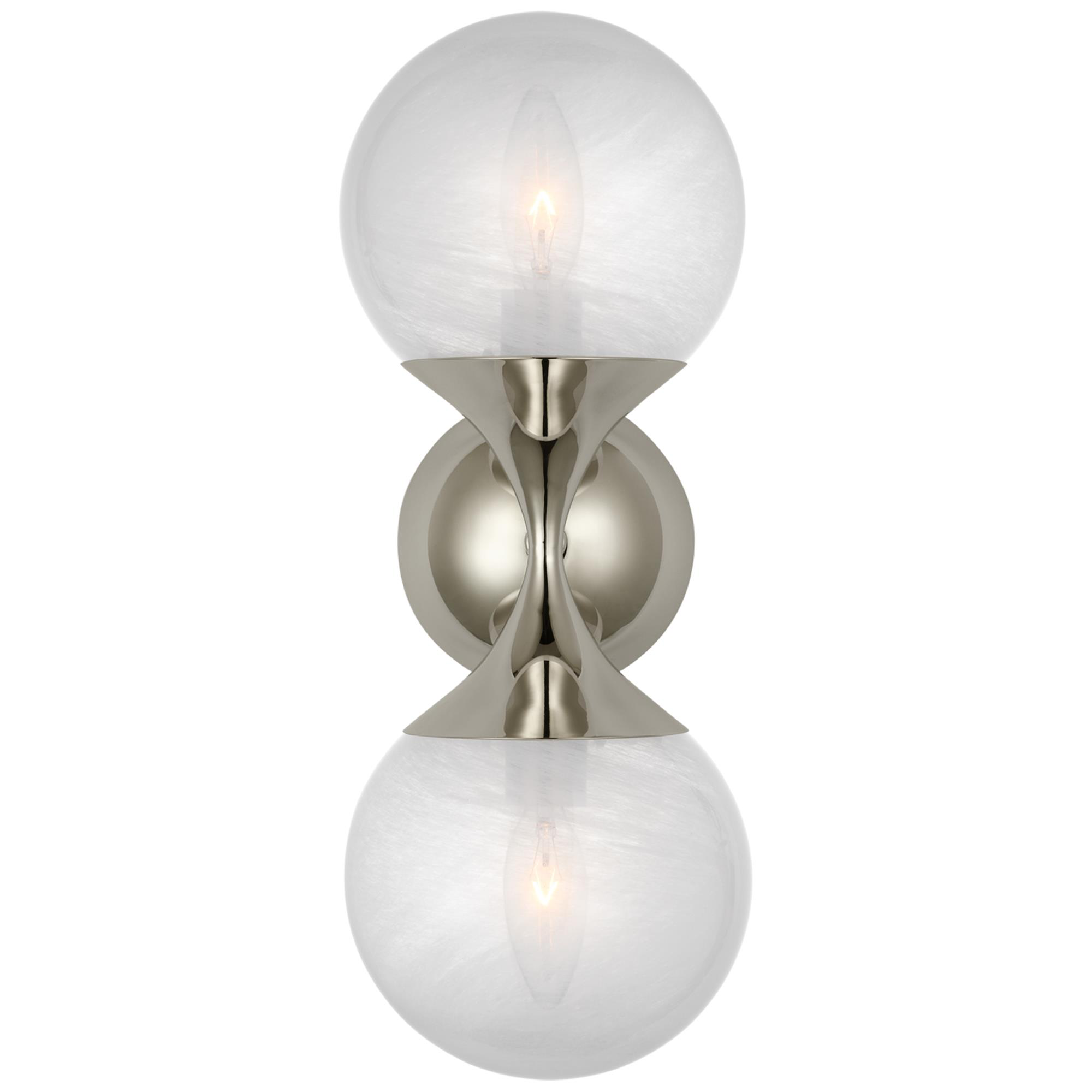 Shown in Polished Nickel finish and White glass and White Glass shade