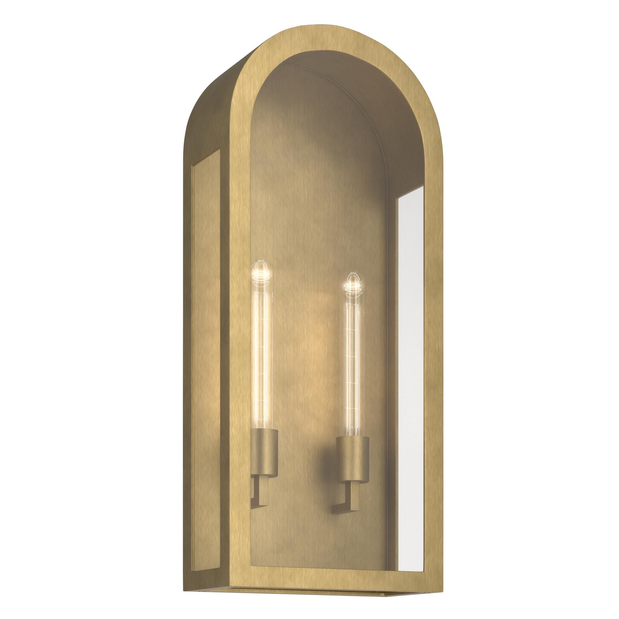 Shown in Natural Brass finish and Clear glass