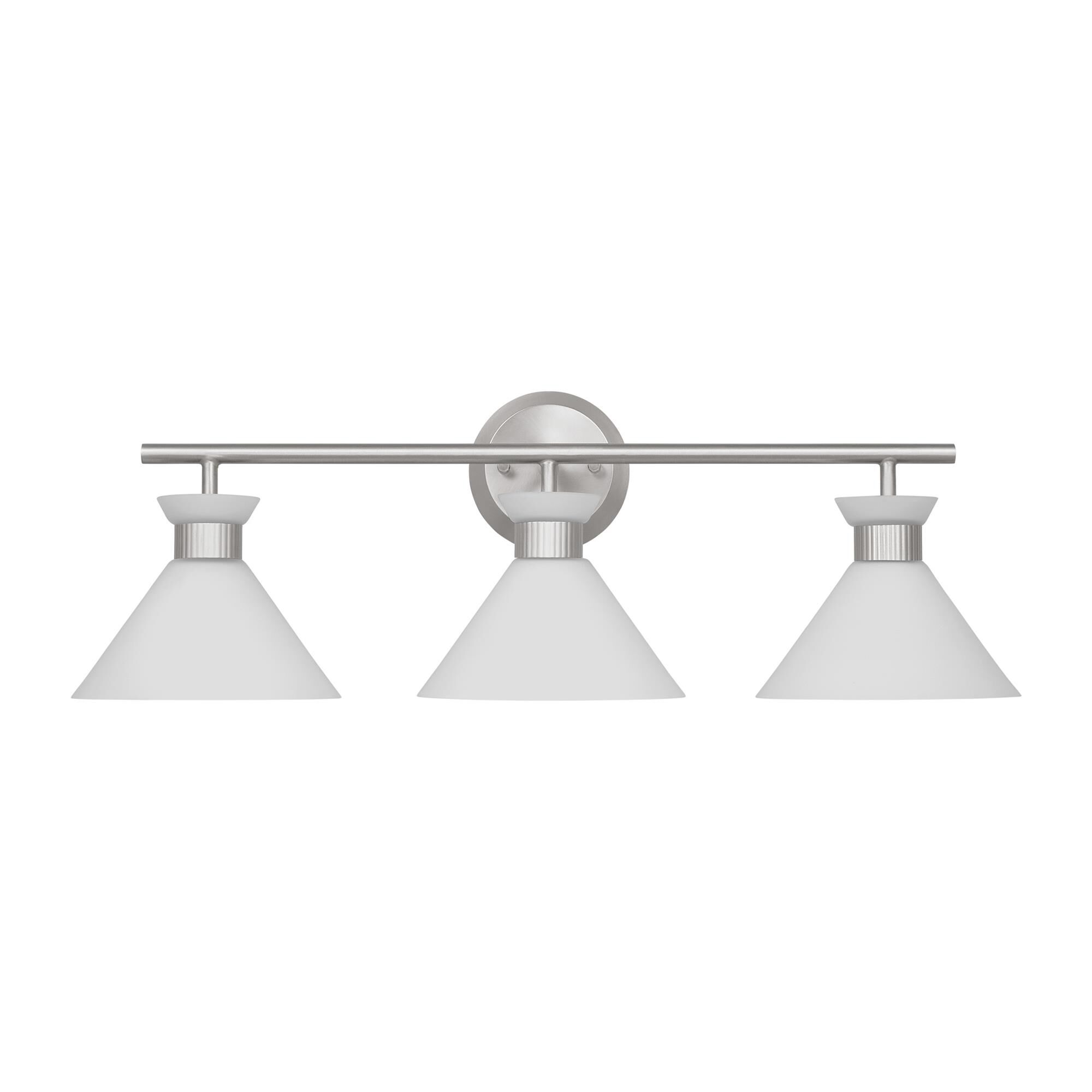 Shown in Brushed Steel finish and Etched White Glass s shade
