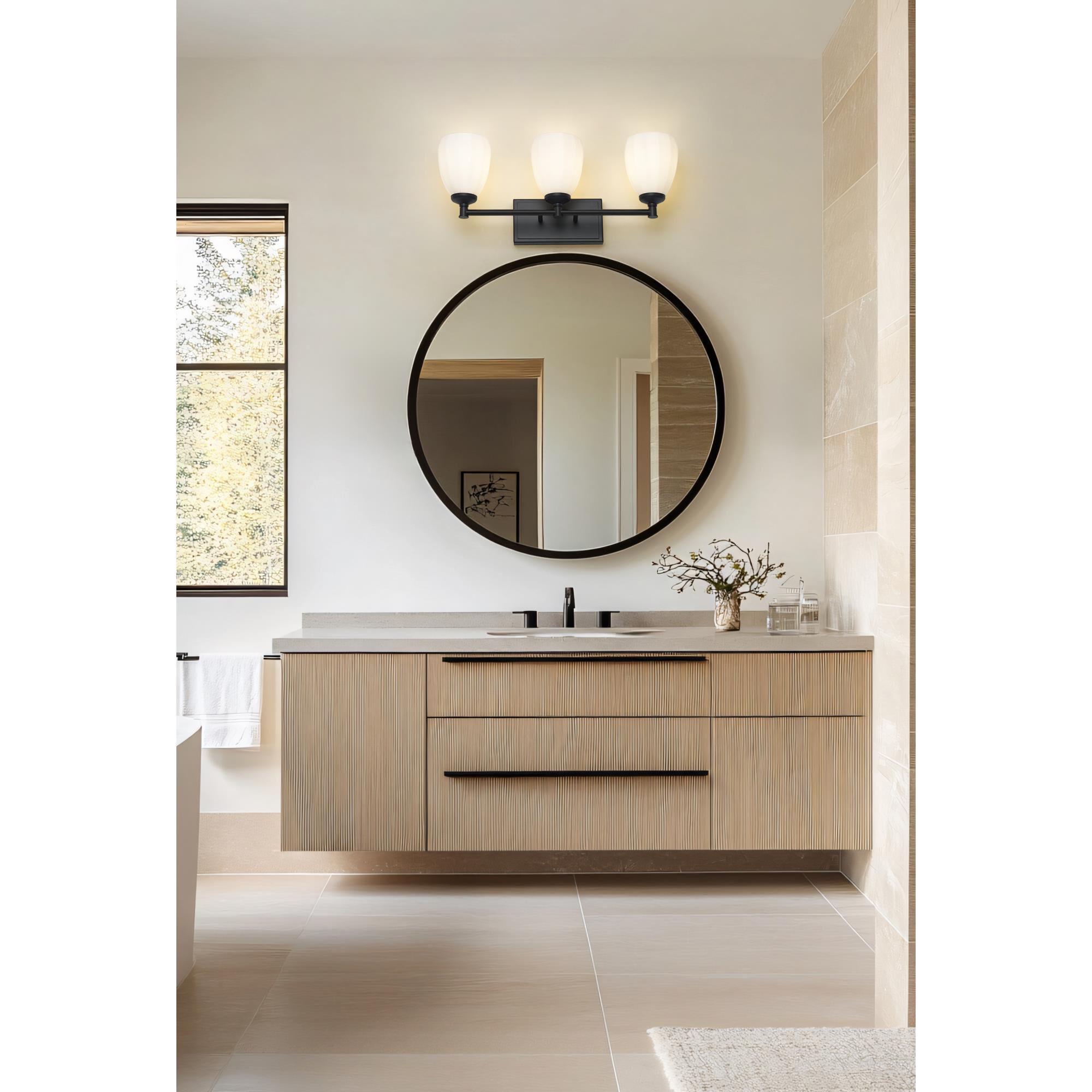 Shown in Matte Black finish and Matte Opal glass and Matte Opal shade