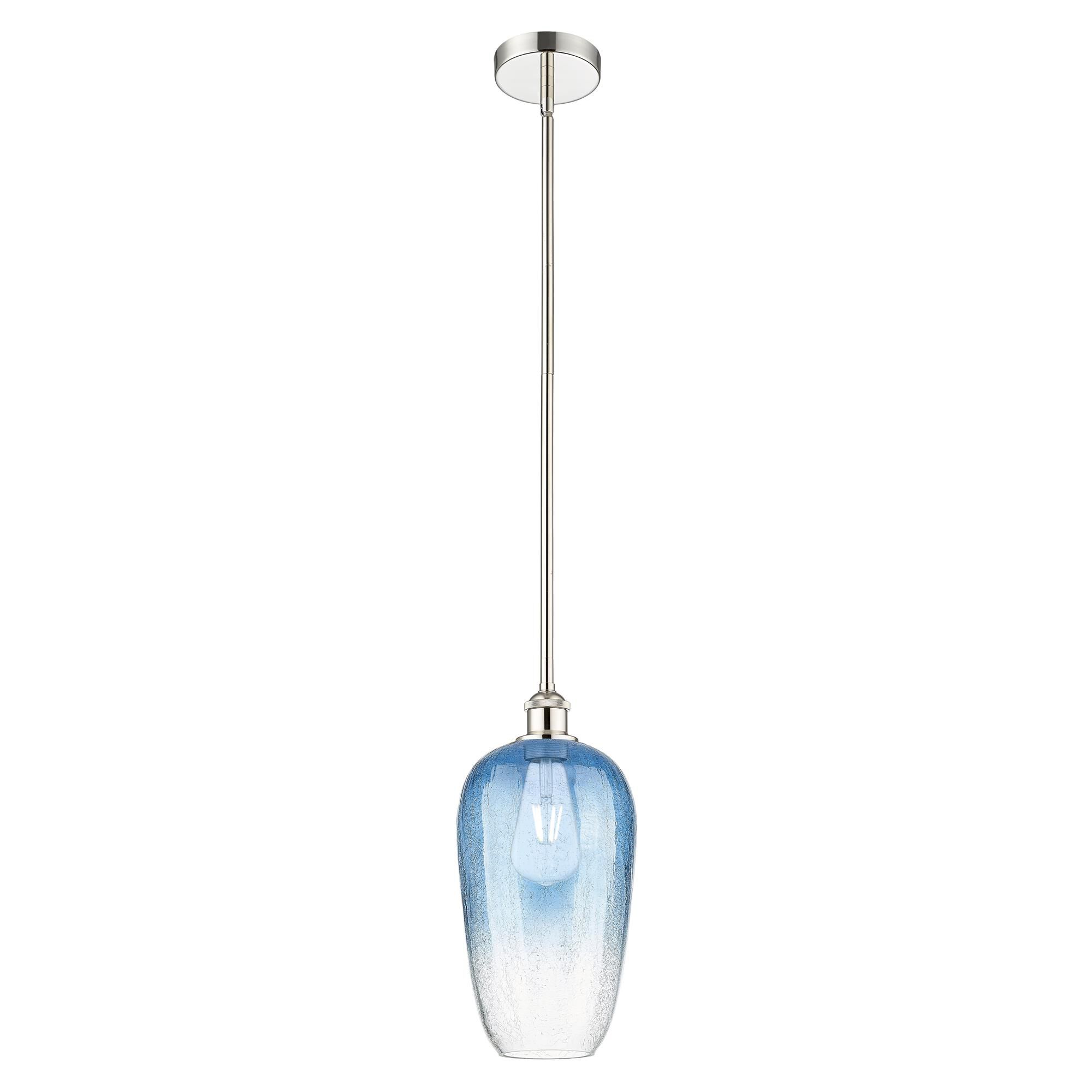 Shown in Polished Nickel finish and Sapphire Blue glass