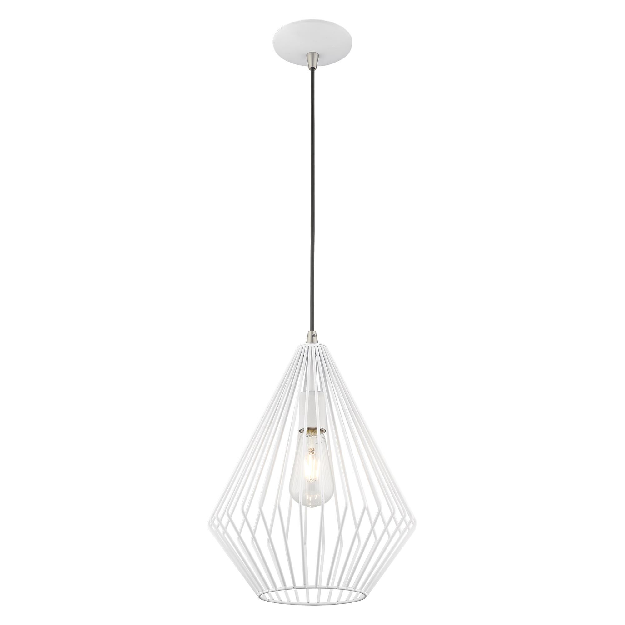 Shown in White finish and White Geometric Metal shade