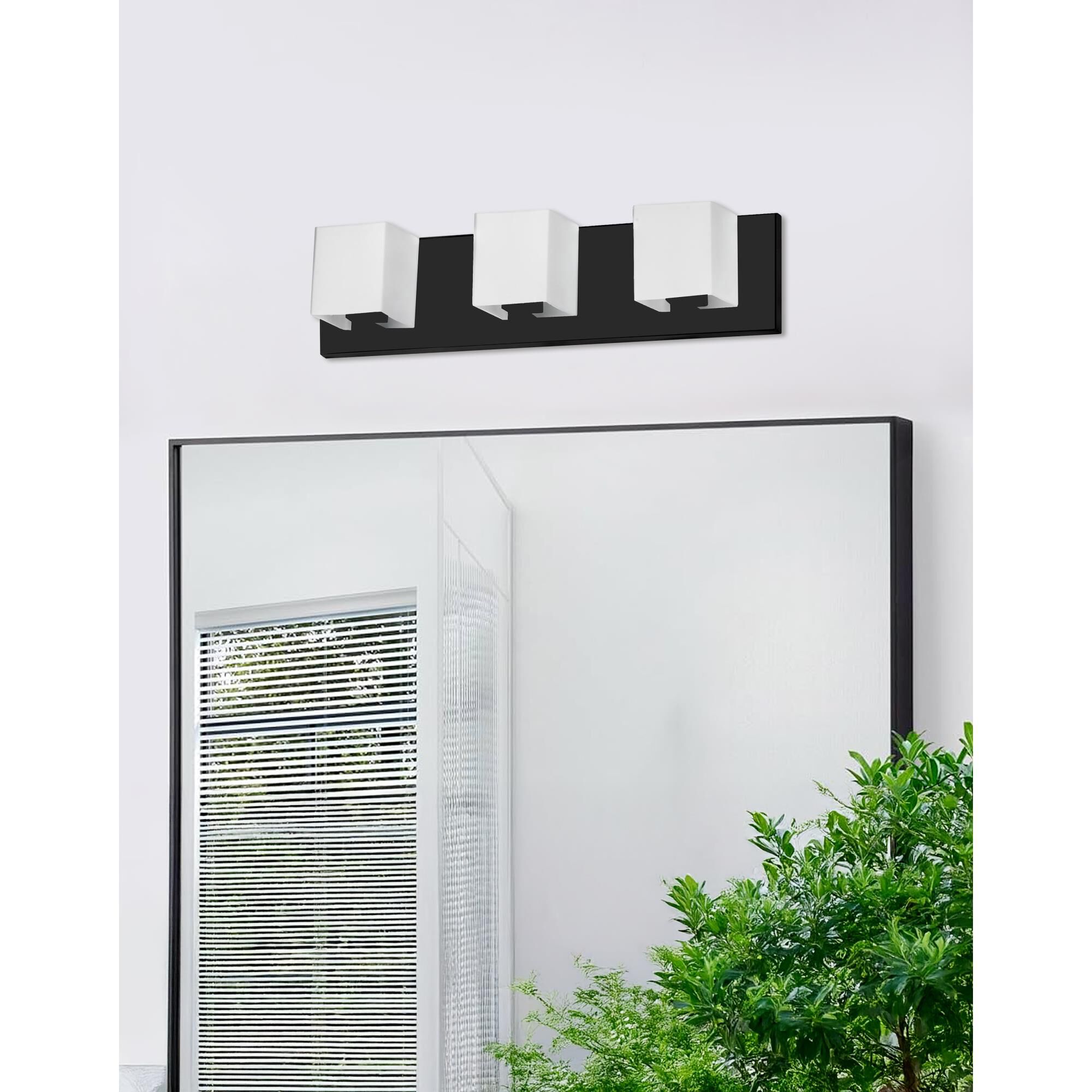 Shown in Black and White finish and White Square glass