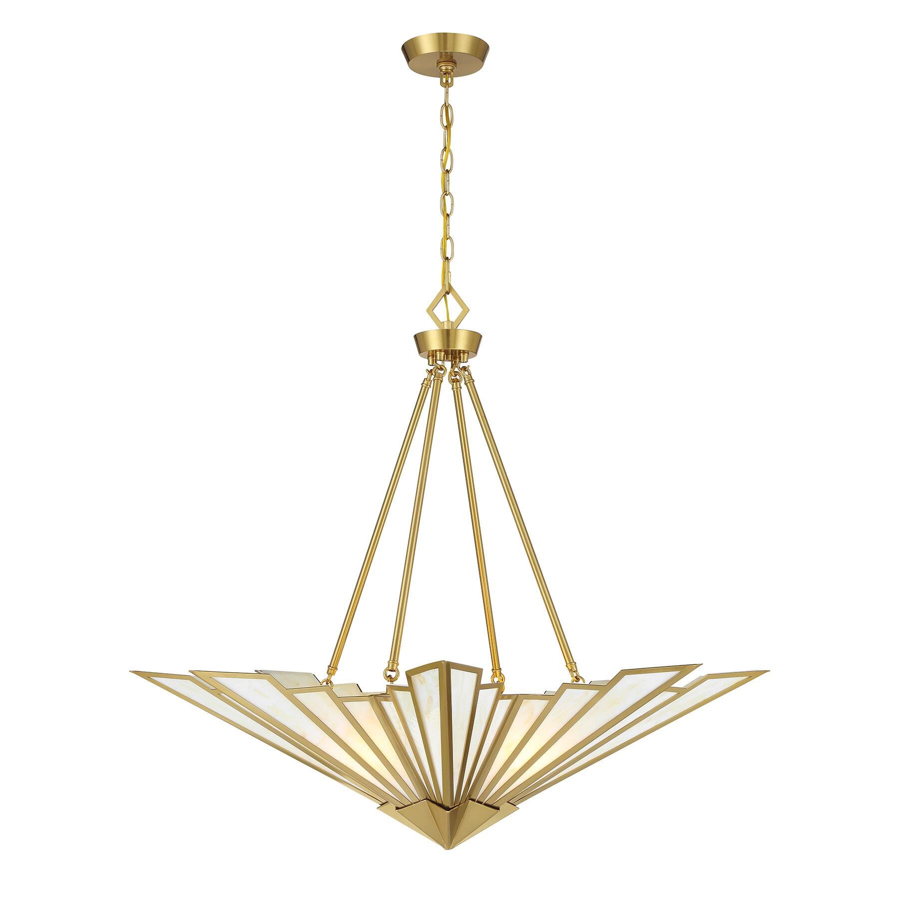 Shown in Warm Brass finish and Tiffany shade