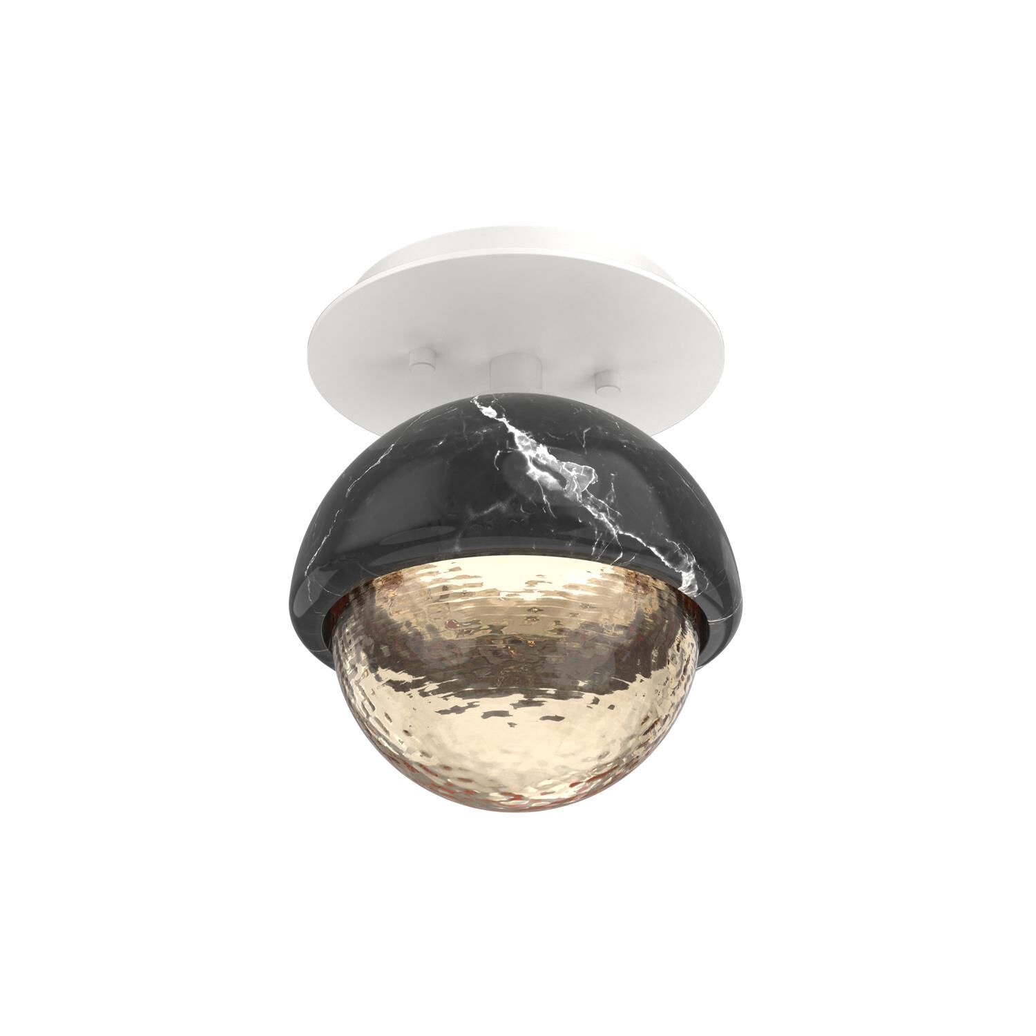 Shown in Salt White finish and Amber glass and Black Marble accent