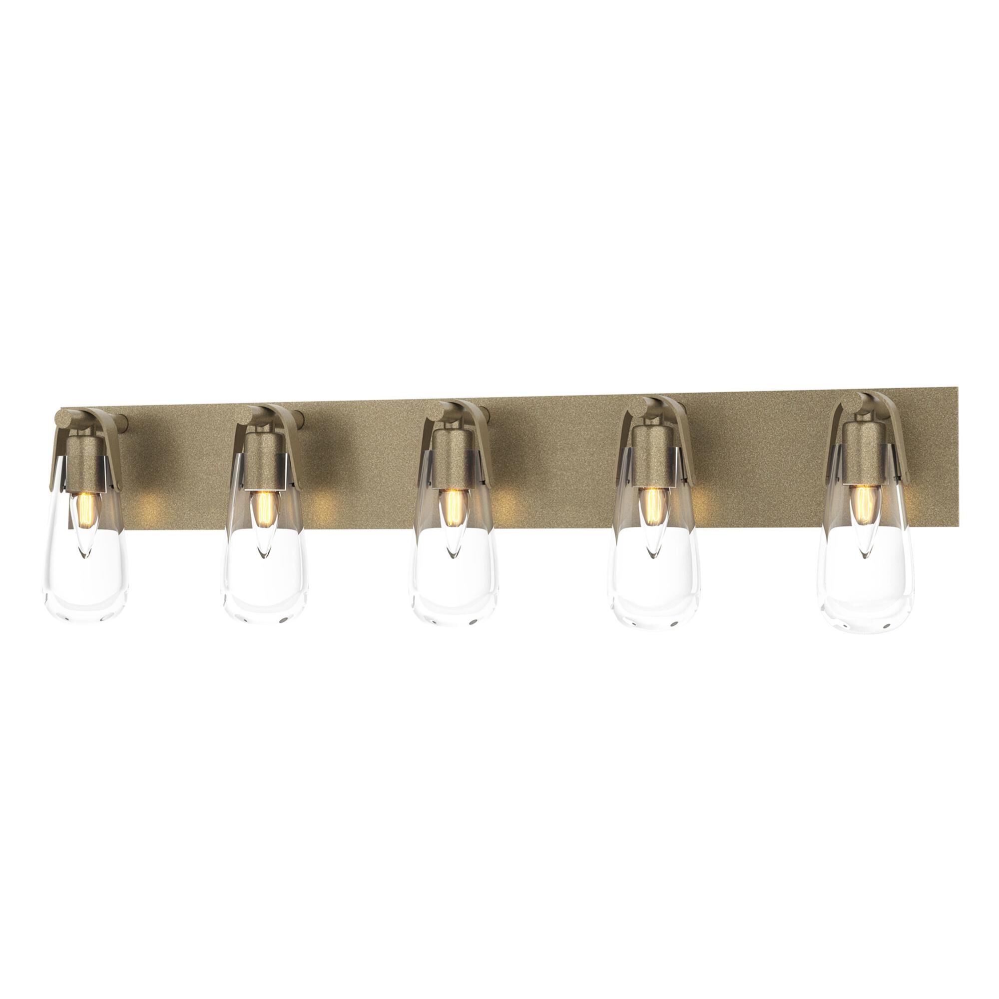 Shown in Soft Gold finish and Clear glass