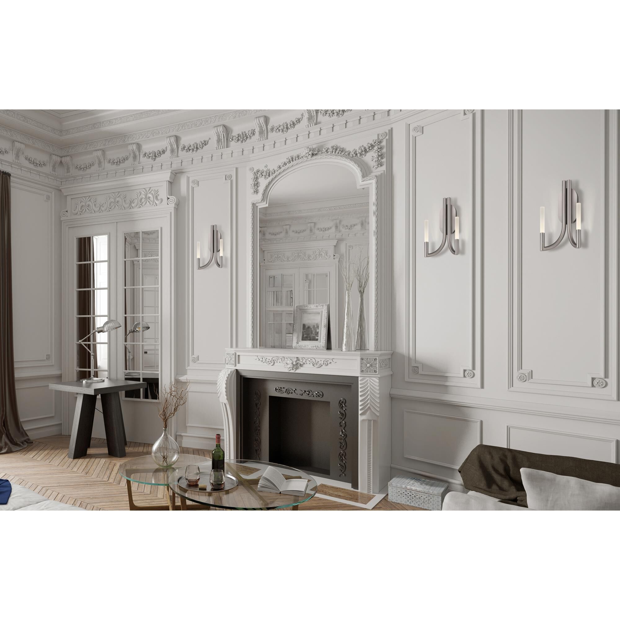 Shown in Nickel finish and Frosted Acrylic glass