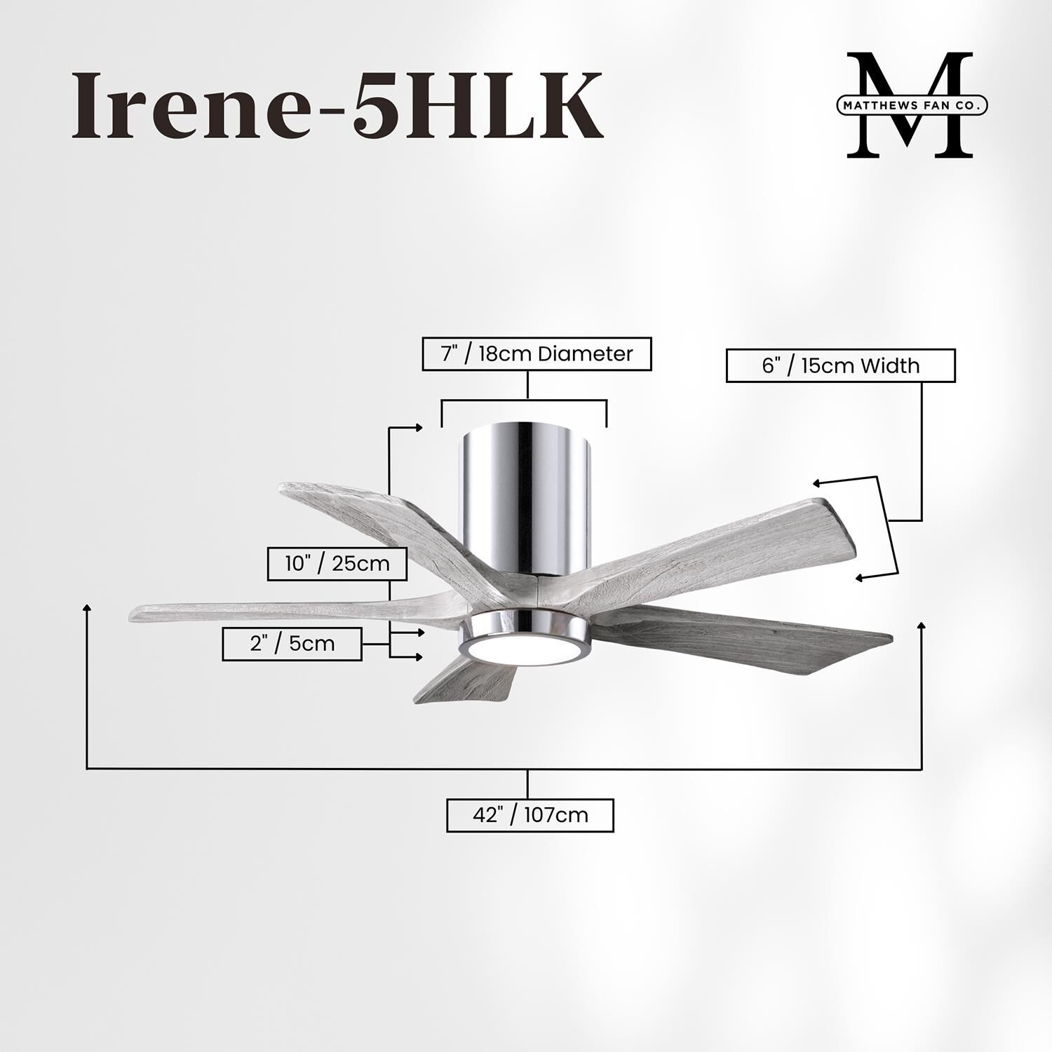 Irene 42 Inch Flush Mount Fan with Light Kit by Matthews Fan Company
