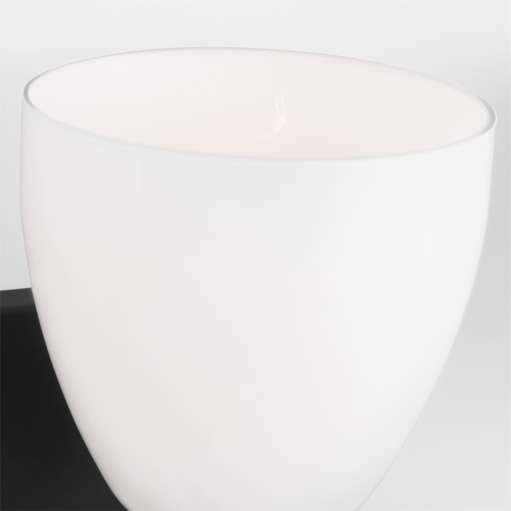 Shown in Midnight Black finish and Milk glass