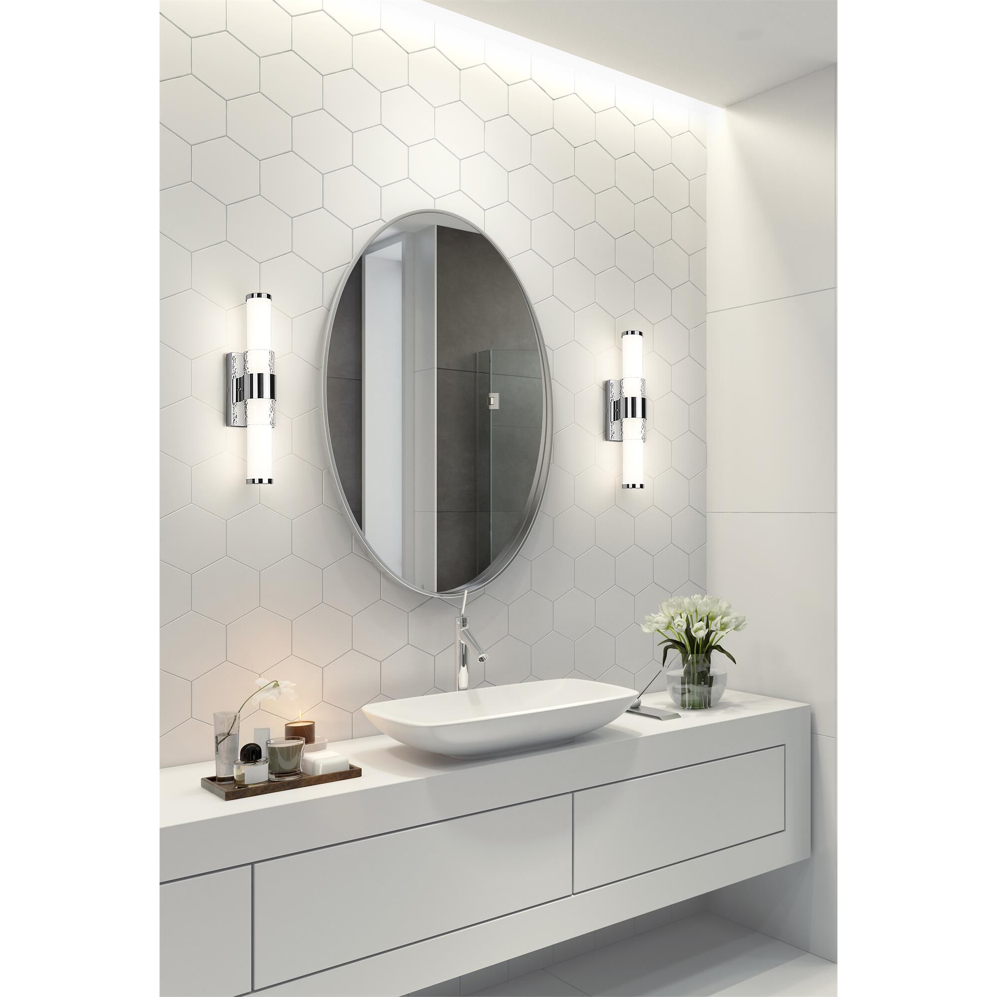 Shown in Chrome finish and Matte Opal glass and Matte Opal shade