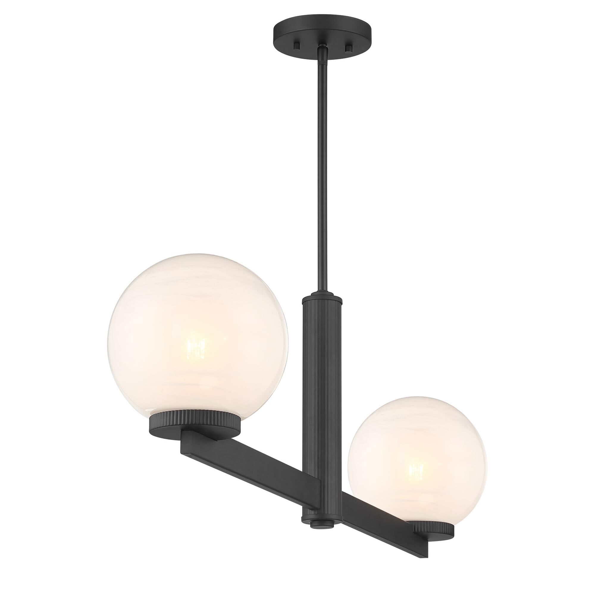 Shown in Matte Black finish and White Strie glass