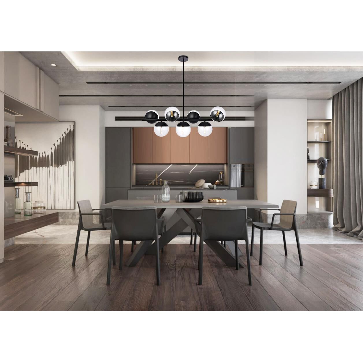 Eclipse 43 Inch 7 Light Linear Suspension Light by Elegant Lighting