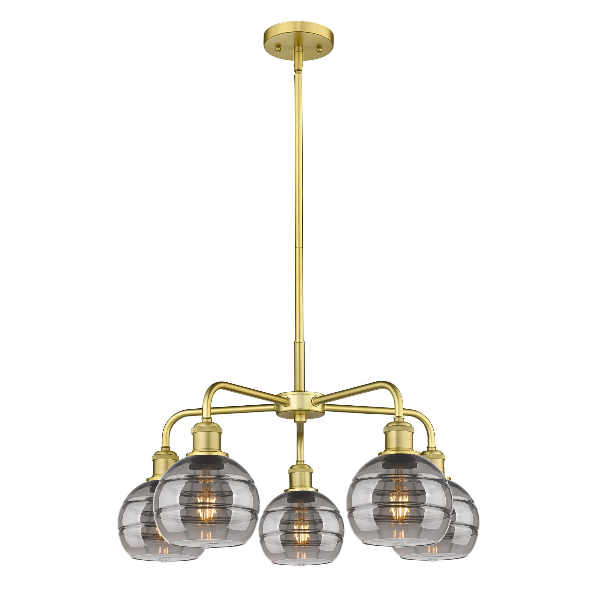 Shown in Satin Gold finish and Light Smoke glass