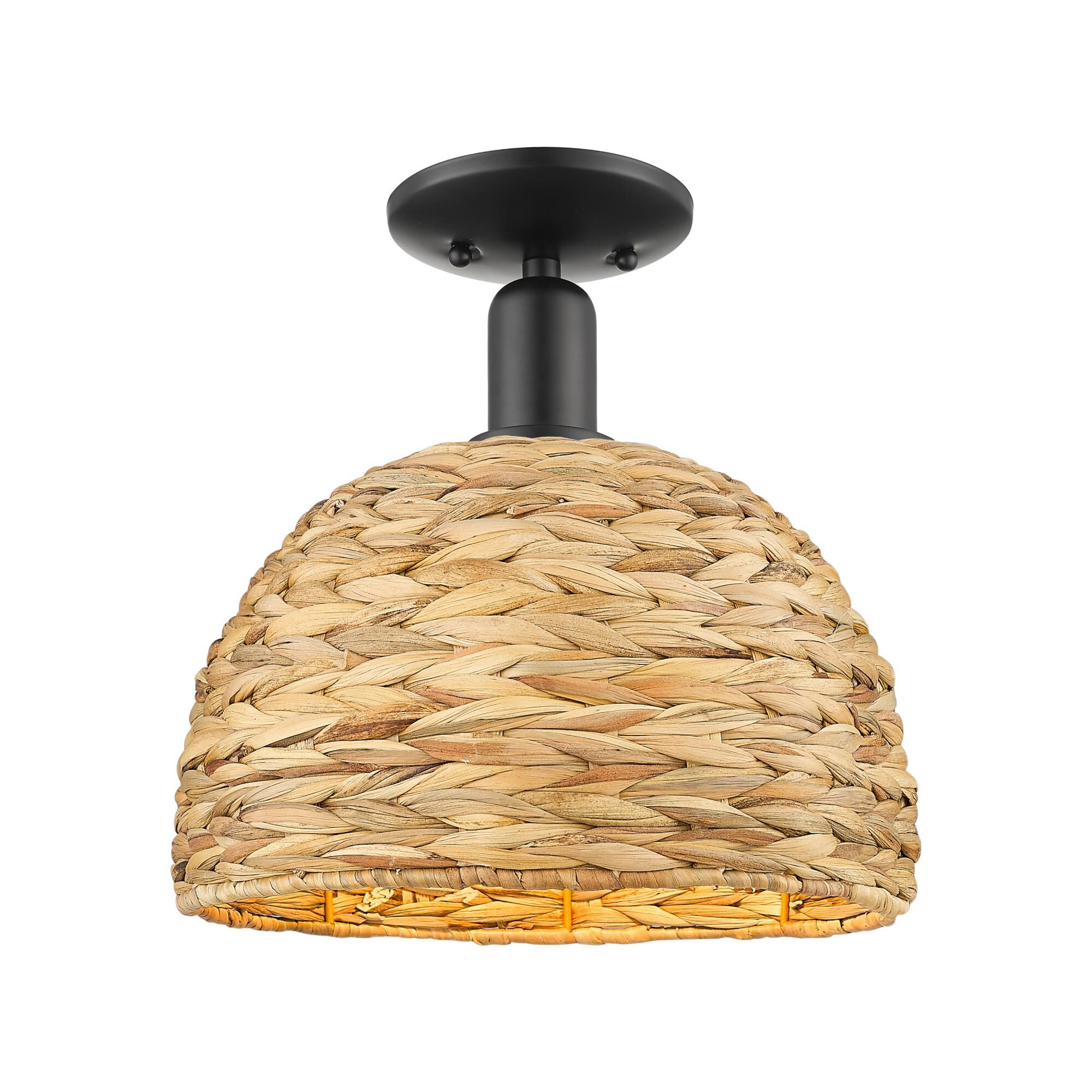 Bruno Marashlian Woven Rattan 12 Inch Semi Flush Mount by Innovations Lighting