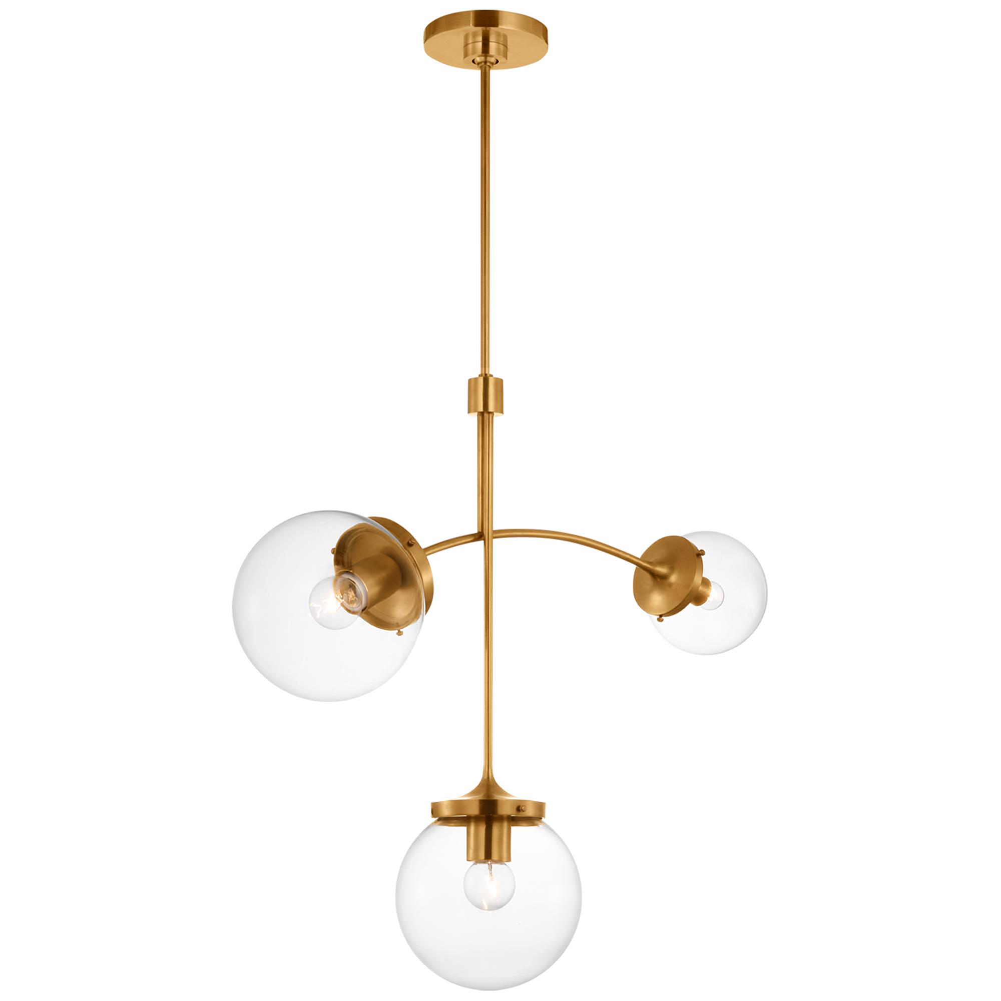Shown in Soft Brass finish and Clear glass