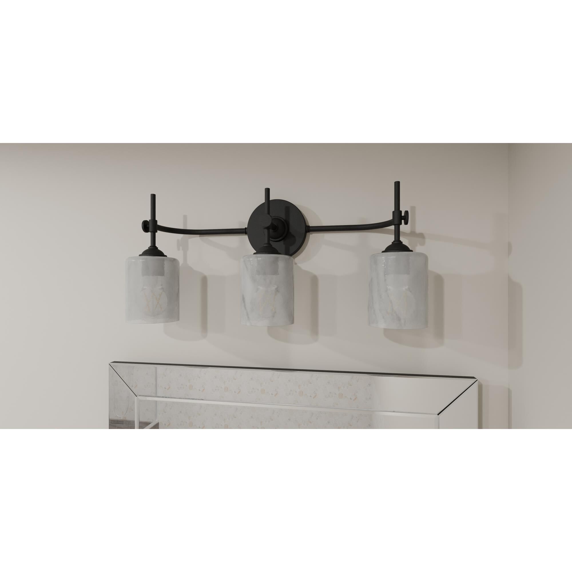 Shown in Matte Black finish and Marble glass