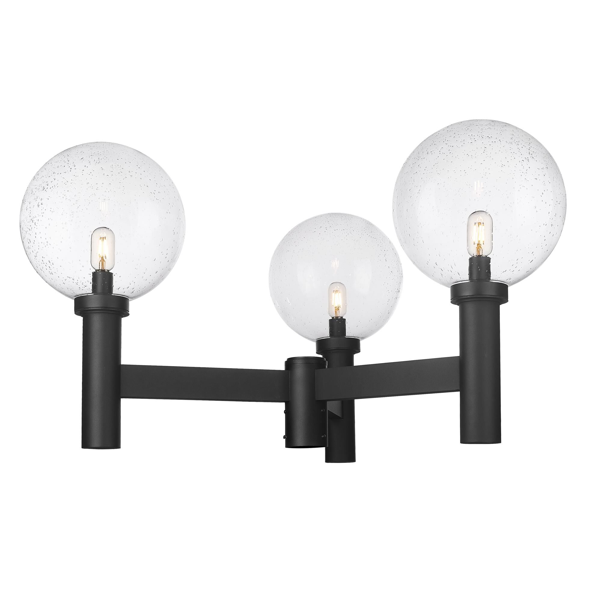 Shown in Black finish and Clear Seedy glass