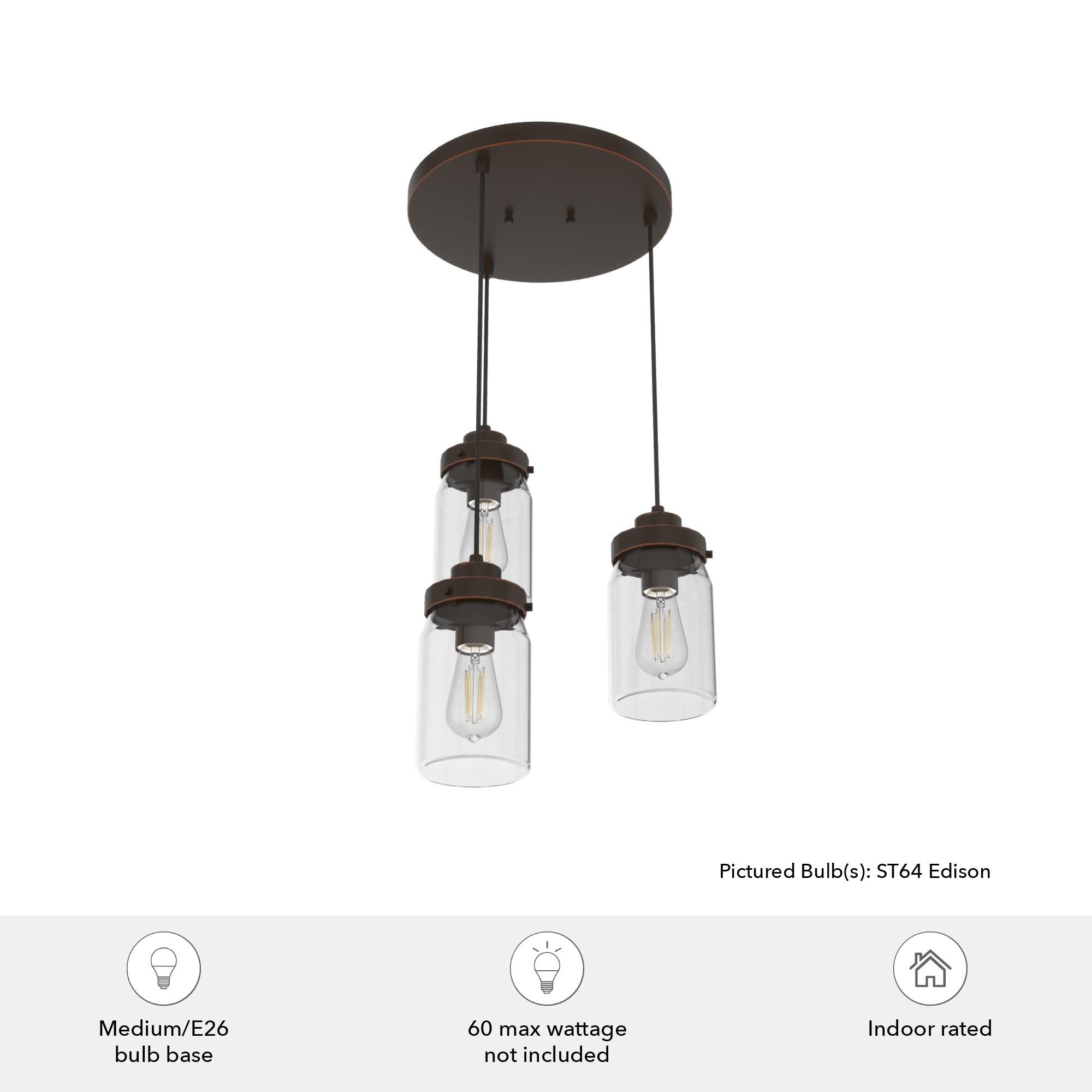Devon Park 14 Inch 3 Light Multi Light Pendant by Hunter Fan