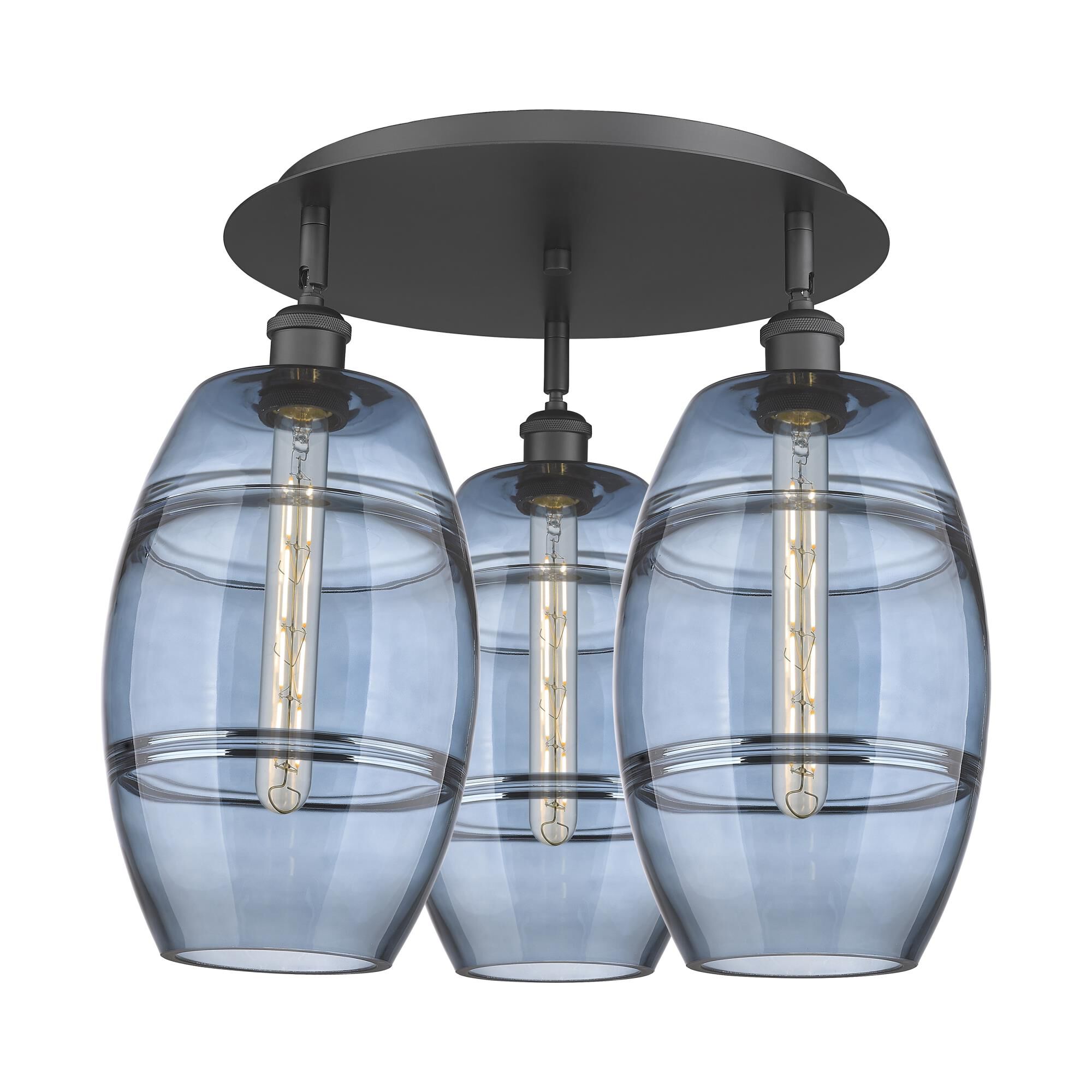 Shown in Matte Black finish and Princess Blue glass