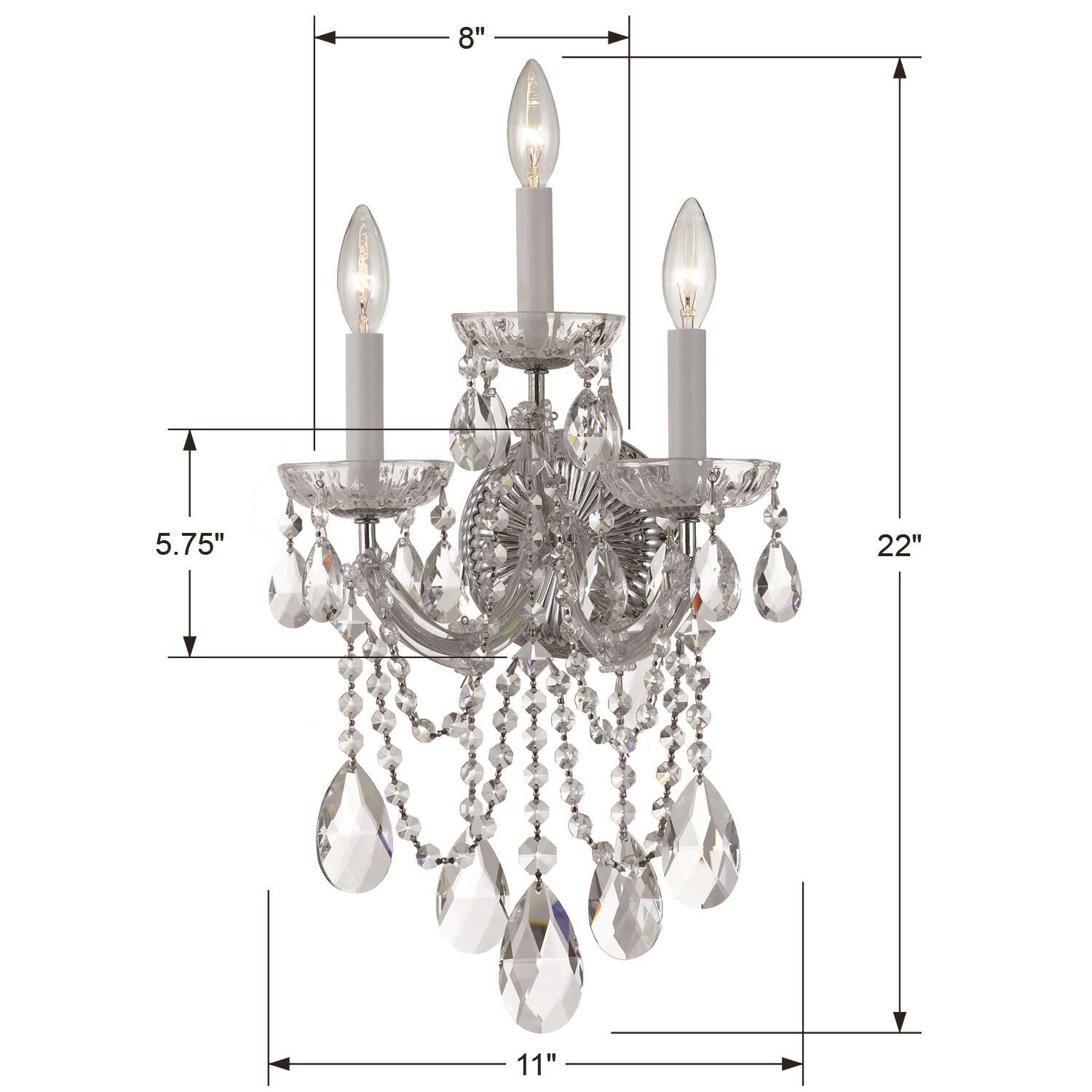 Shown in Polished Chrome finish and Clear Hand Cut crystal