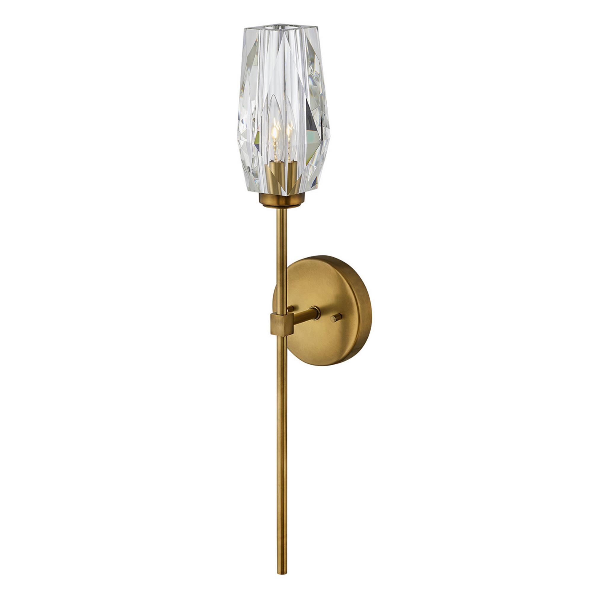 Shown in Heritage Brass finish and Faceted Clear Crystal glass