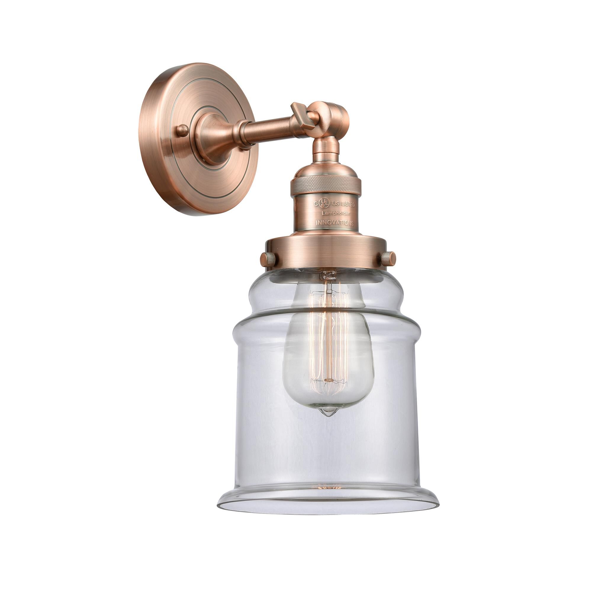 Shown in Antique Copper finish and Clear glass