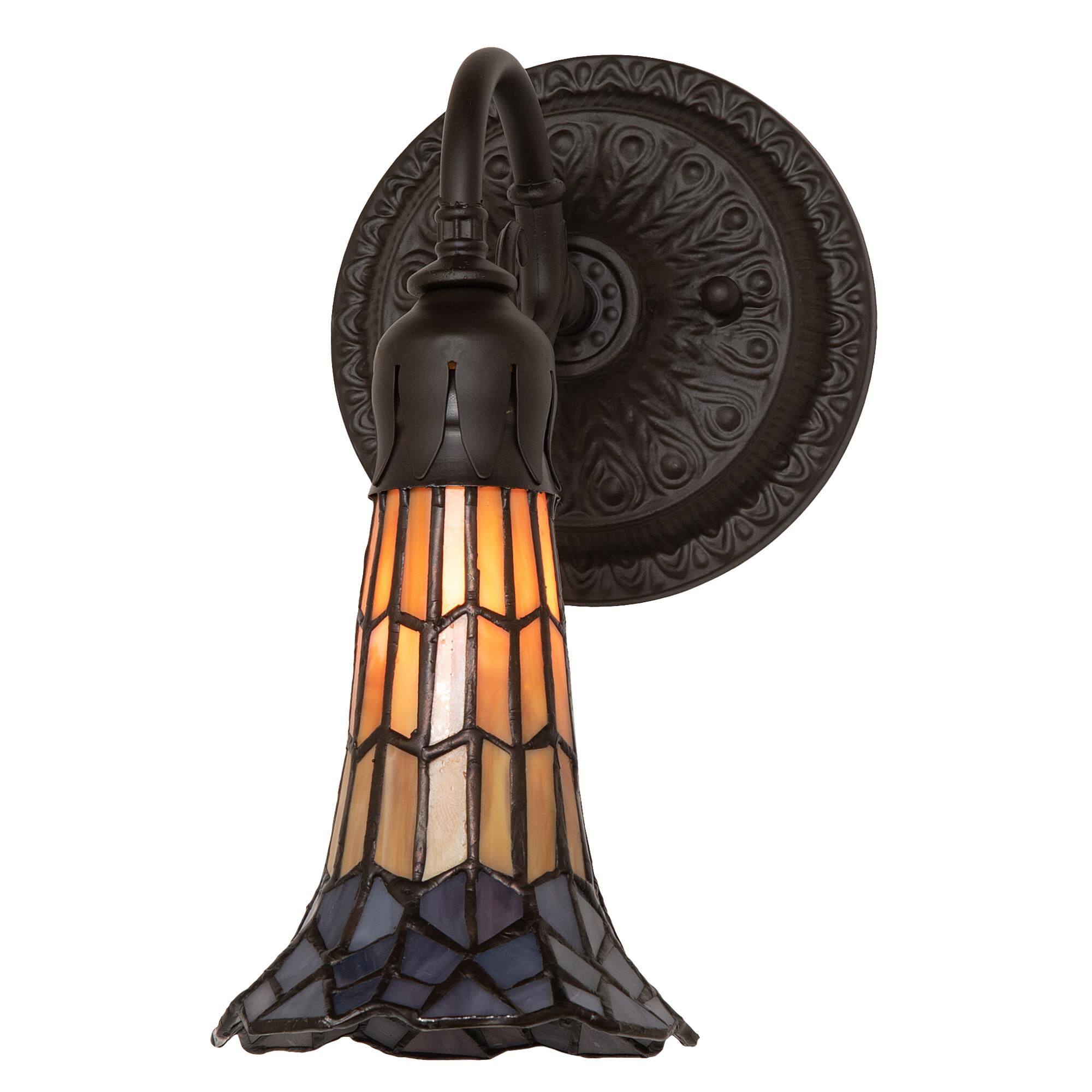 Meyda Lighting Stained Glass Pond Lily 10 Inch Tall Outdoor Wall Light