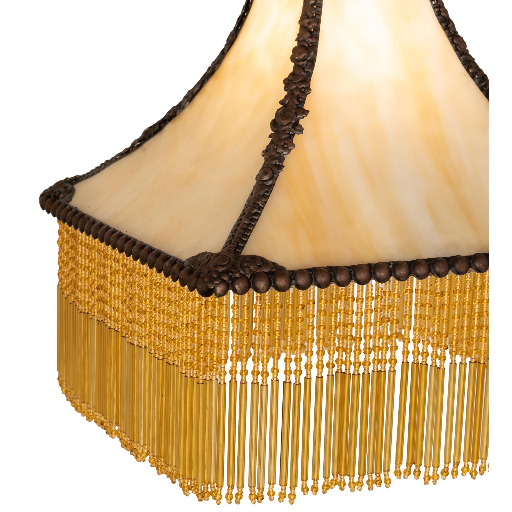 Shown in Craftsman Brown Finish finish and Beige glass