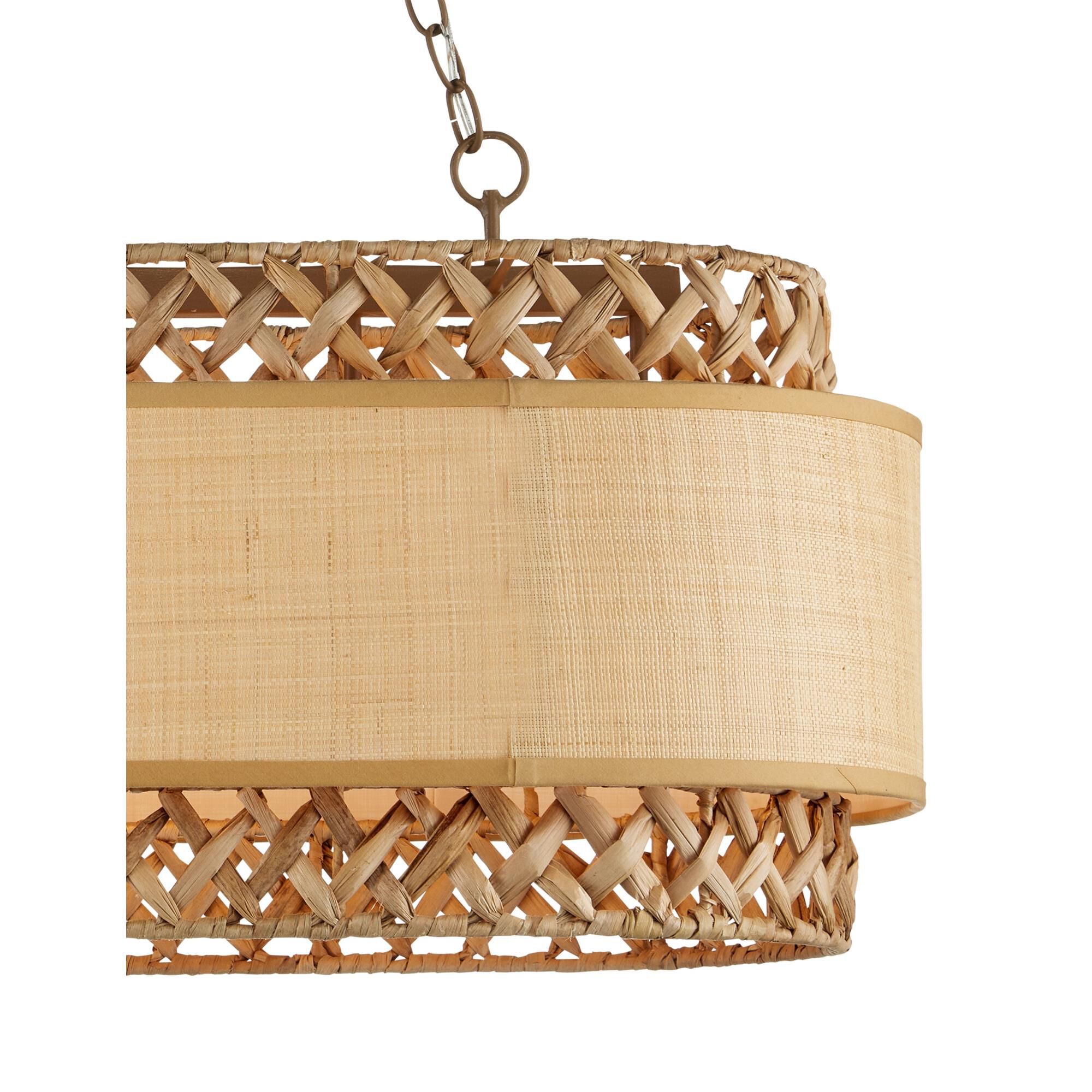 Shown in Khaki and Natural Water Hyacinth finish and Grass Cloth shade